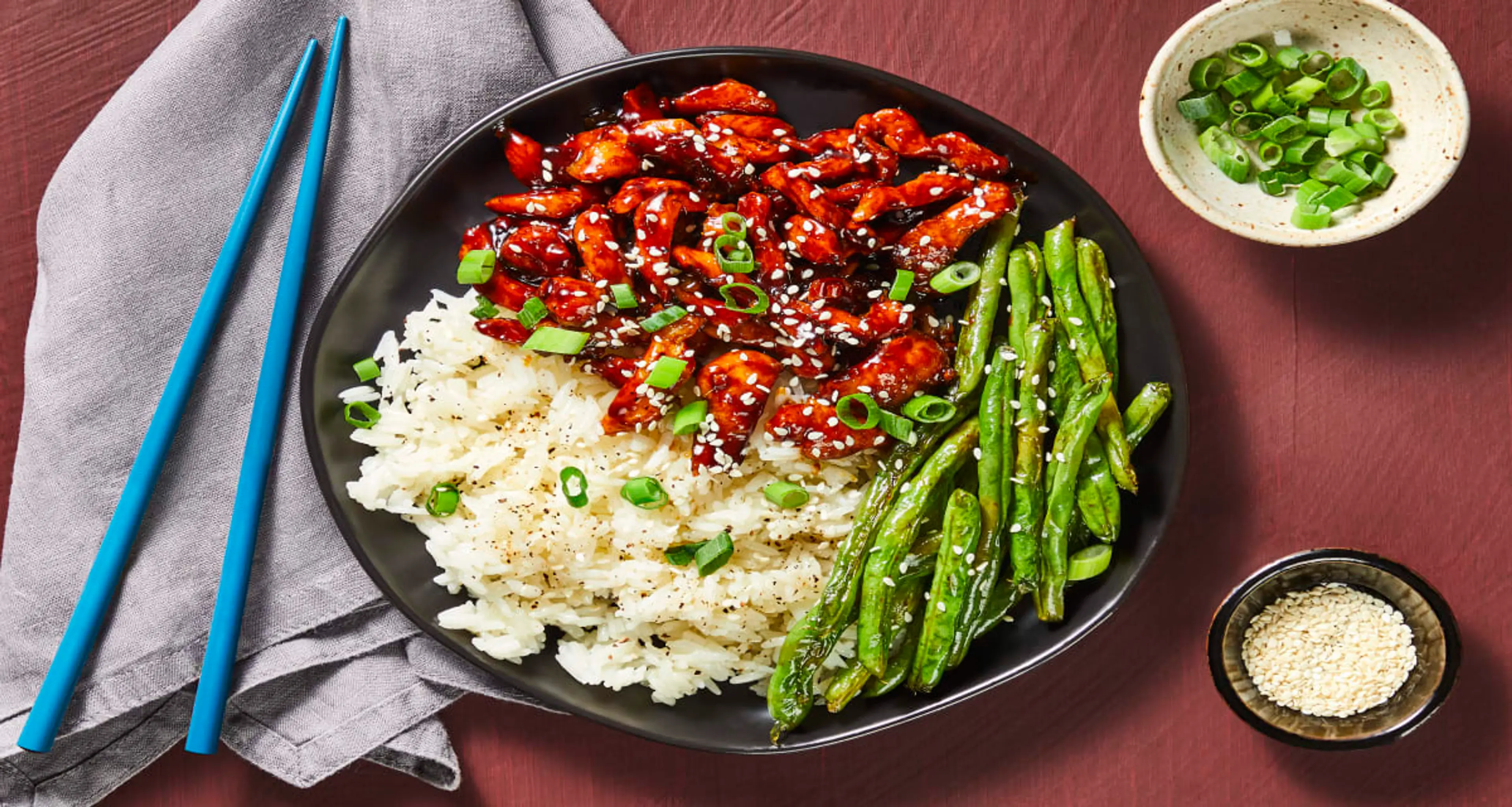 Sweet Soy Honey Chicken with Green Beans & Jasmine Rice