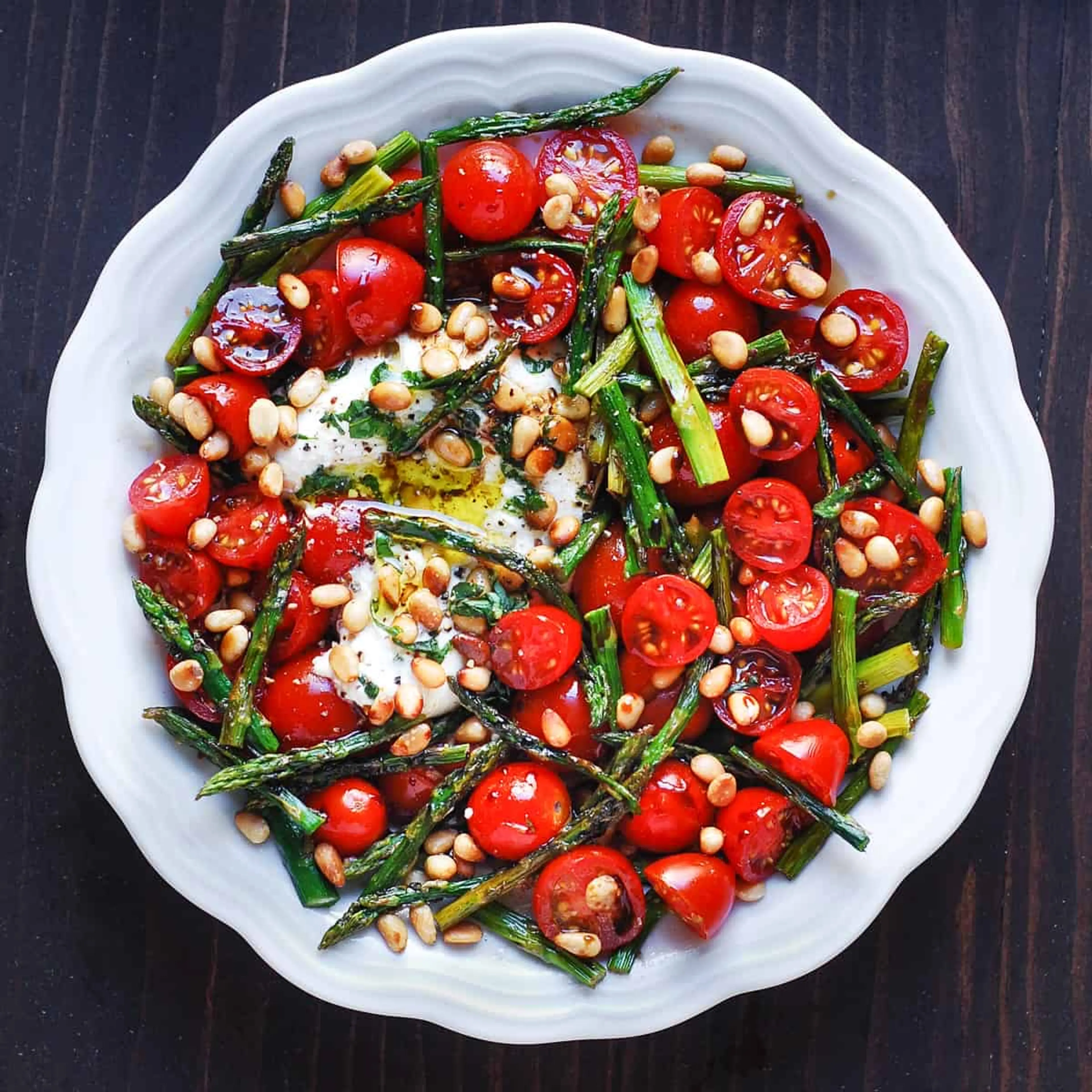 Asparagus Tomato Salad with Burrata Cheese