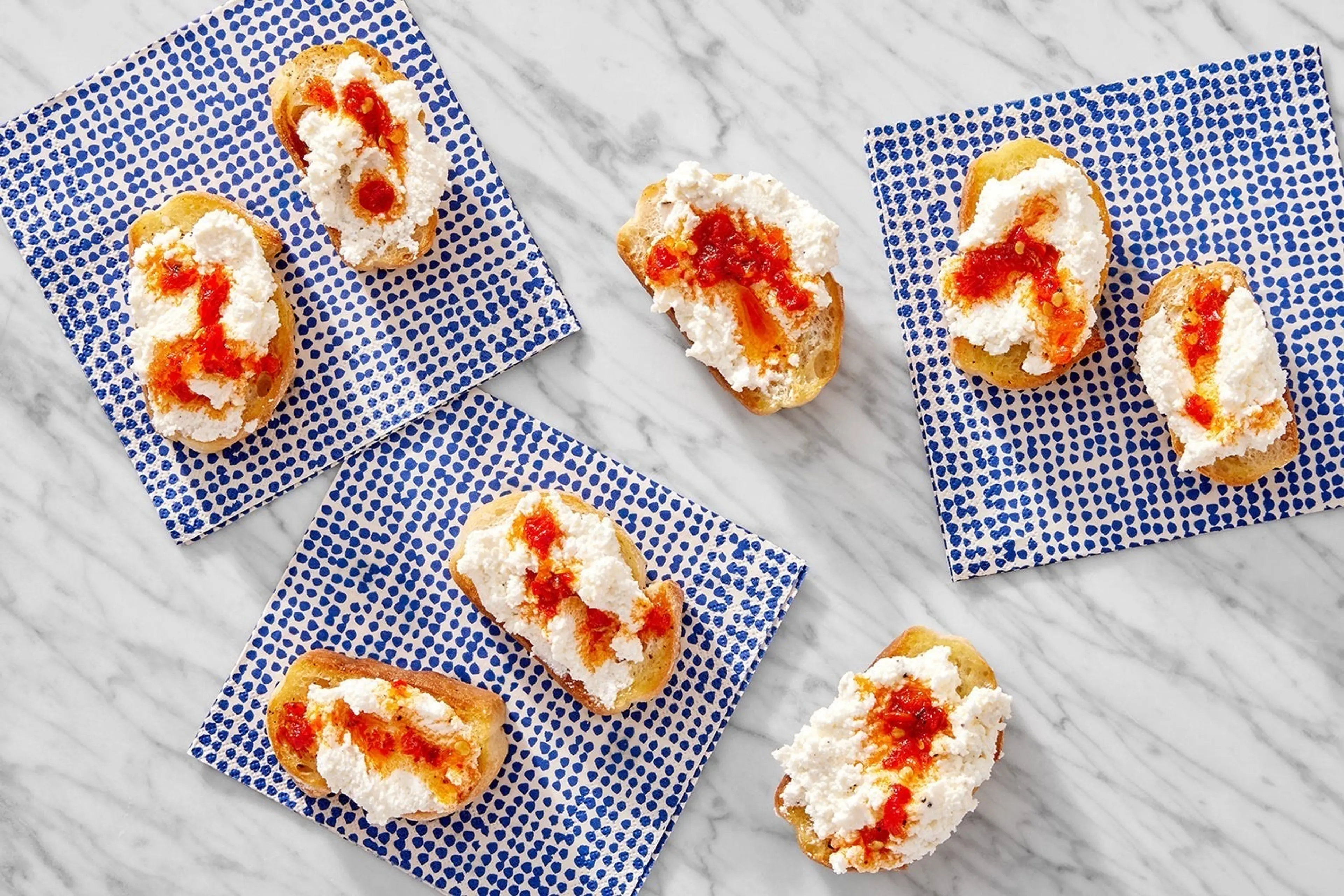 Ricotta Crostini with Calabrian Chile Honey