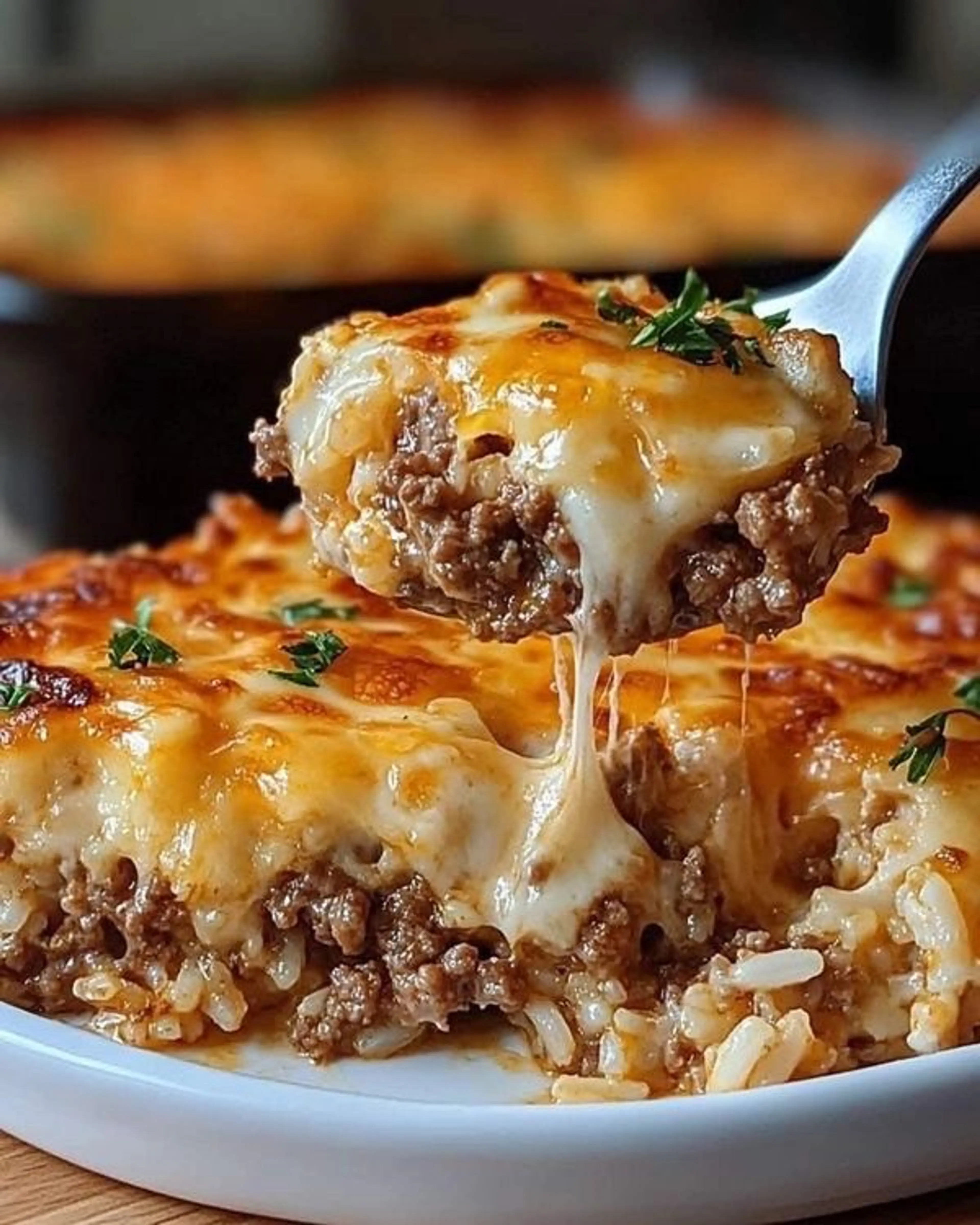 Cheesy Ground Beef and Rice Casserole