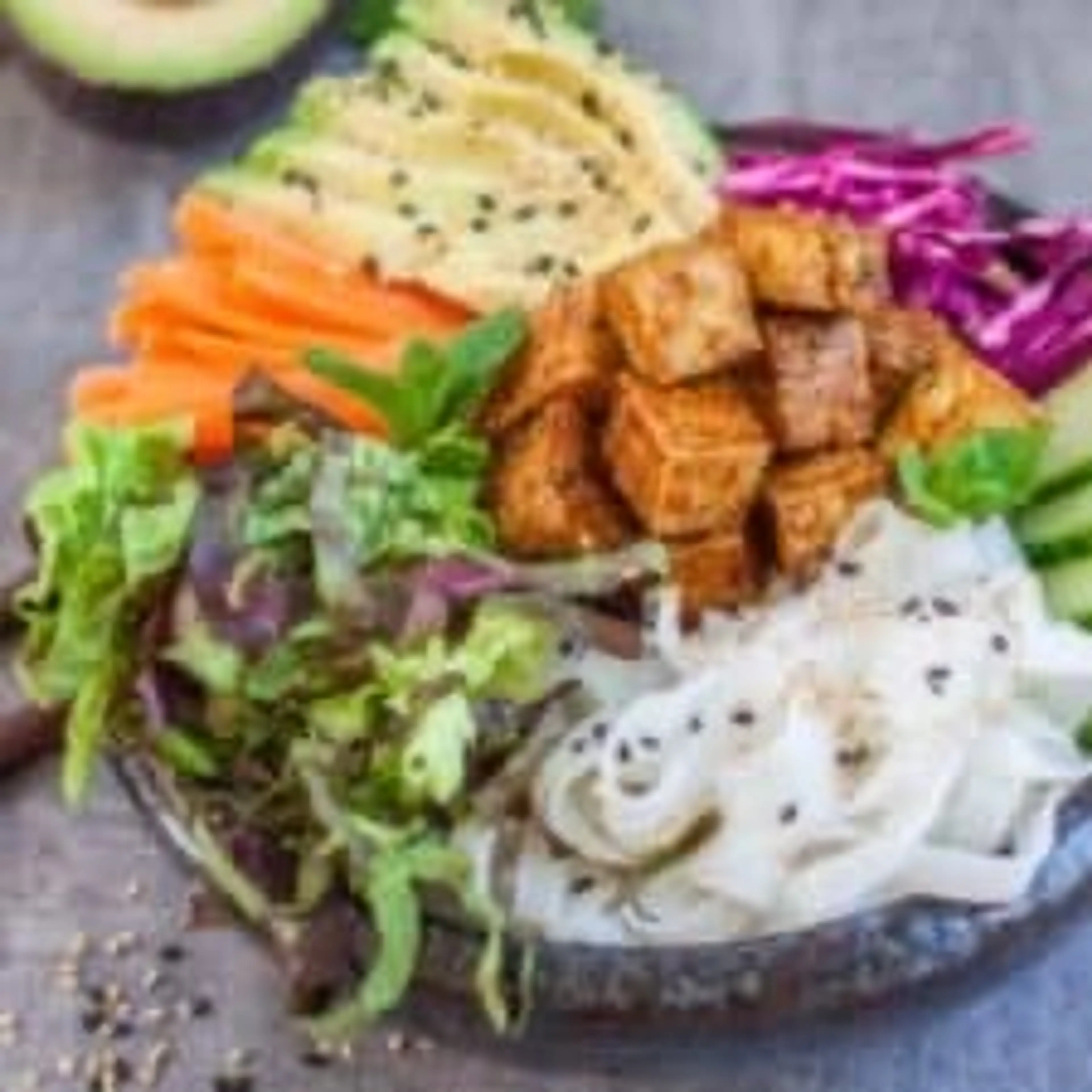 Banh mi bowls with sticky tofu