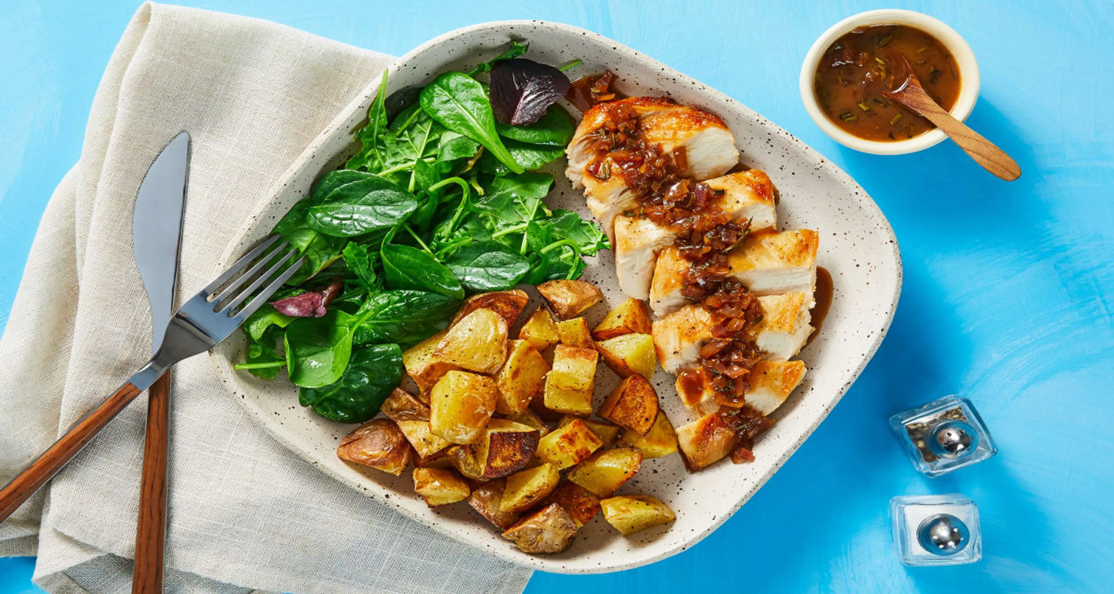 Balsamic Fig Chicken with Roasted Potatoes & Mixed Greens