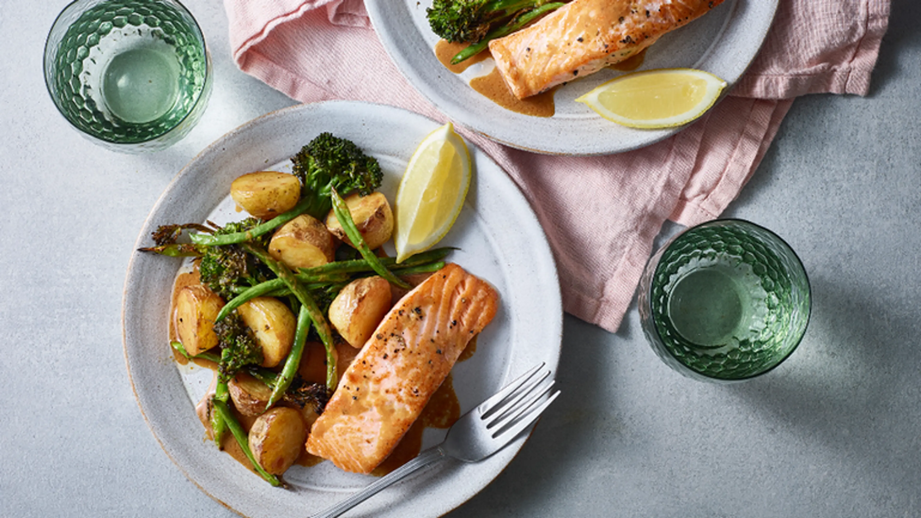 Salmon with roasted miso vegetables