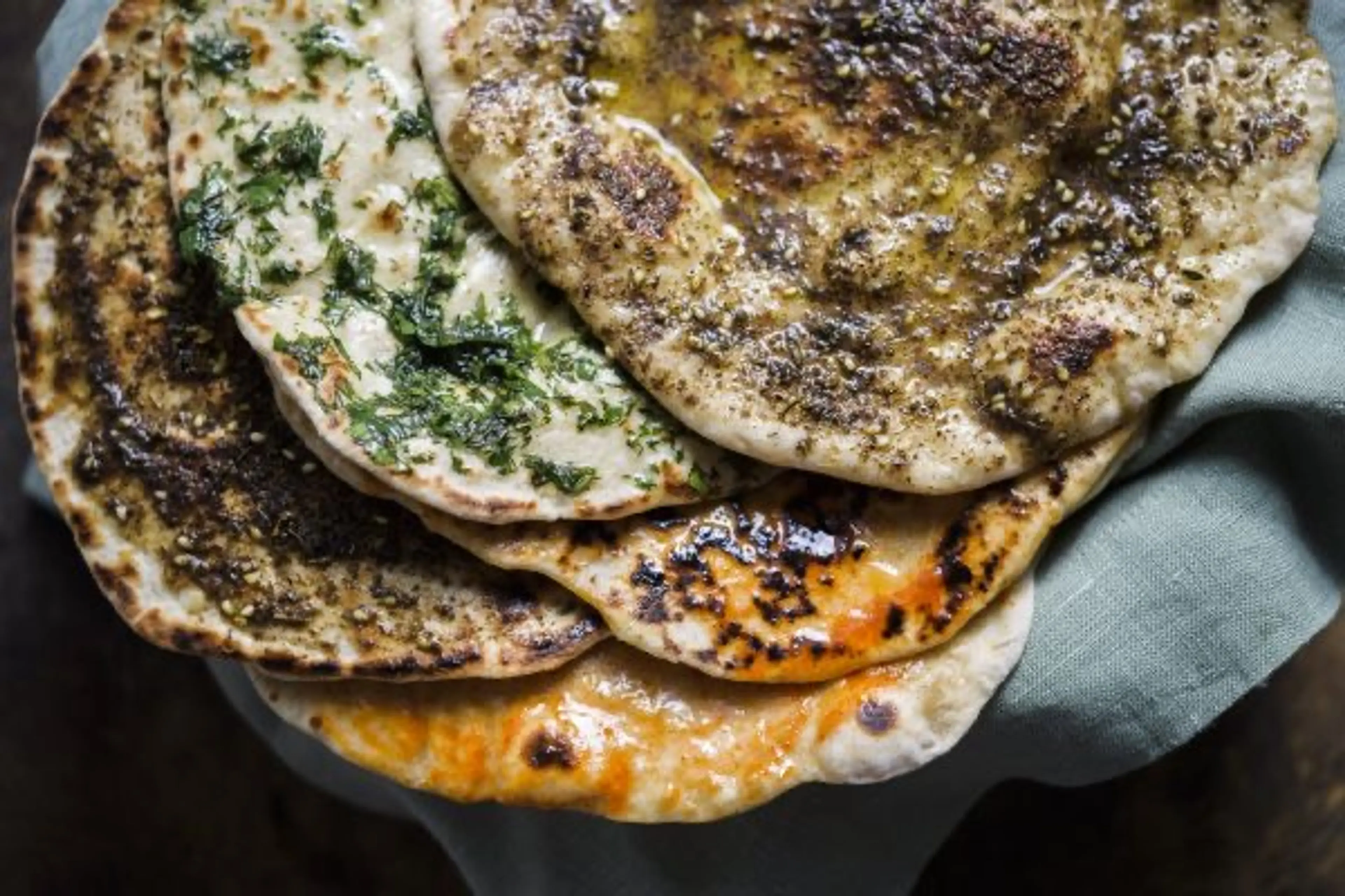 Yogurt Flatbreads with Flavored Butter