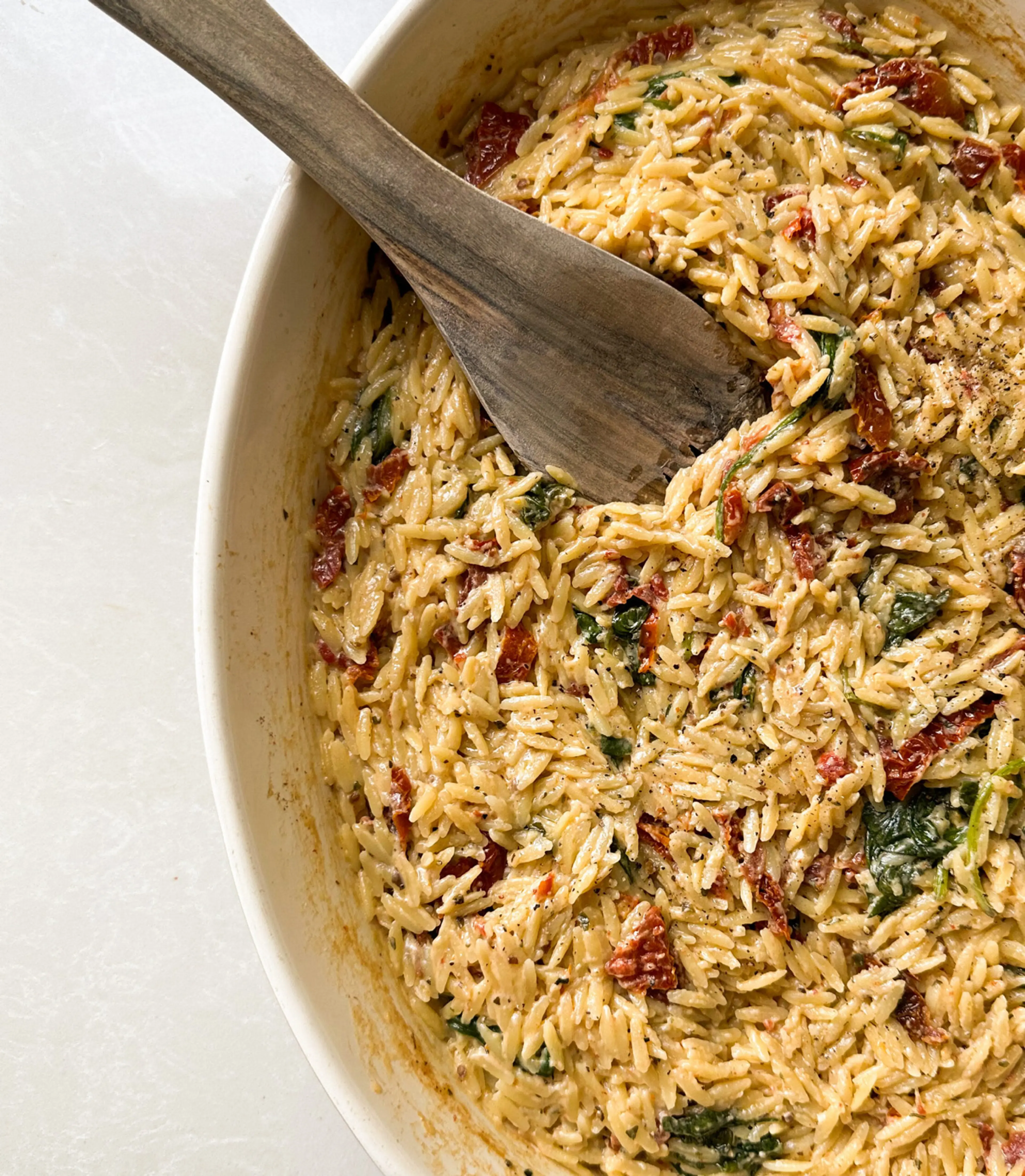 Boursin Spinach & Sun-dried Tomato Orzo Bake