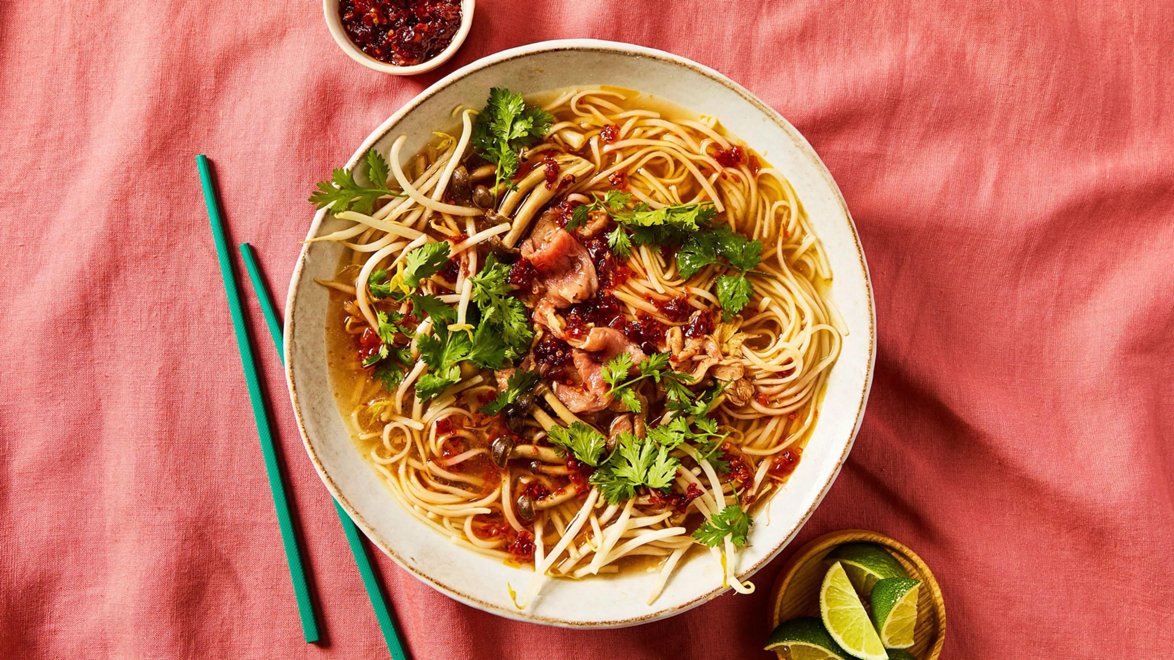 Spicy Beef Noodle Soup With Mushrooms