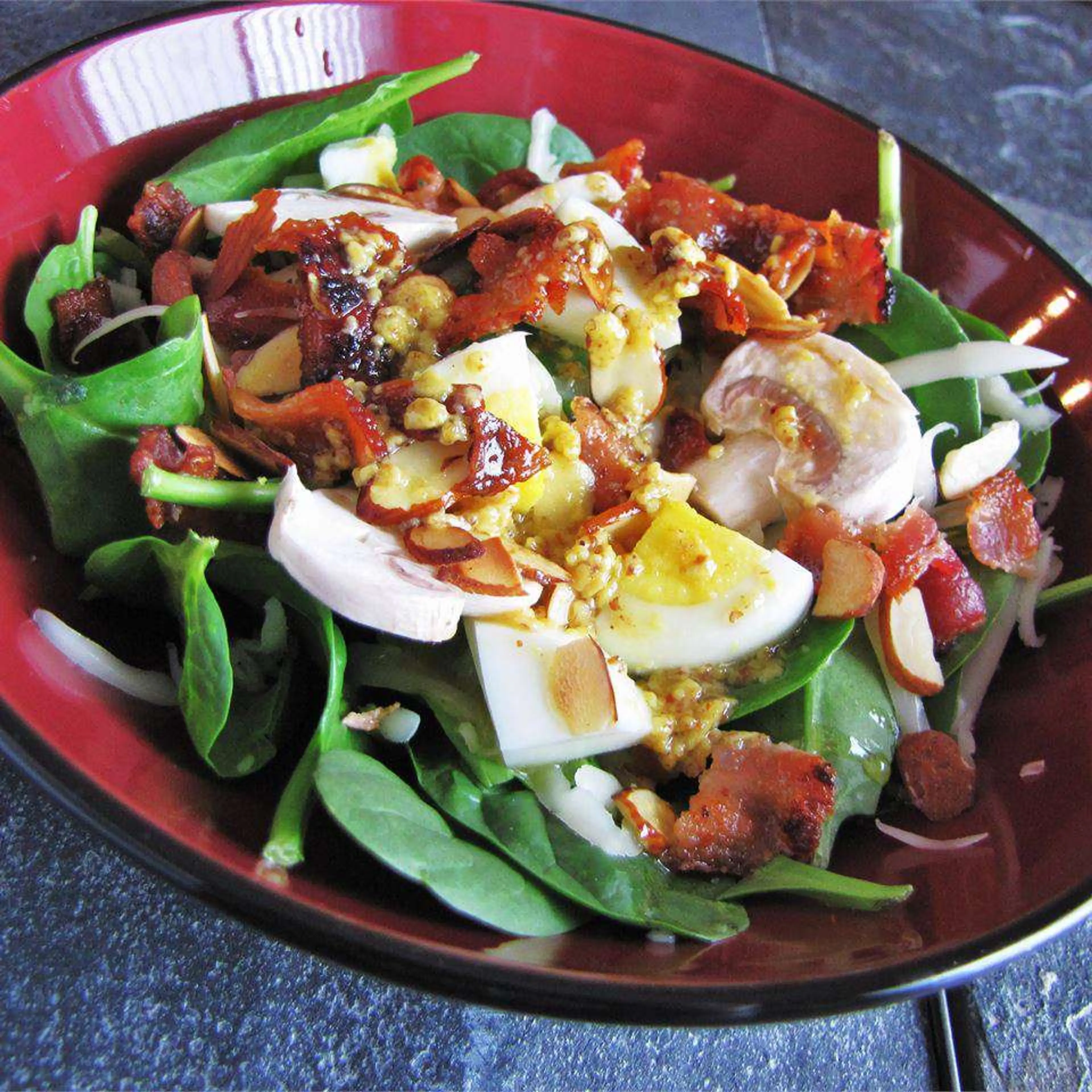 Spinach Salad With Warm Dijon Mustard Bacon Dressing