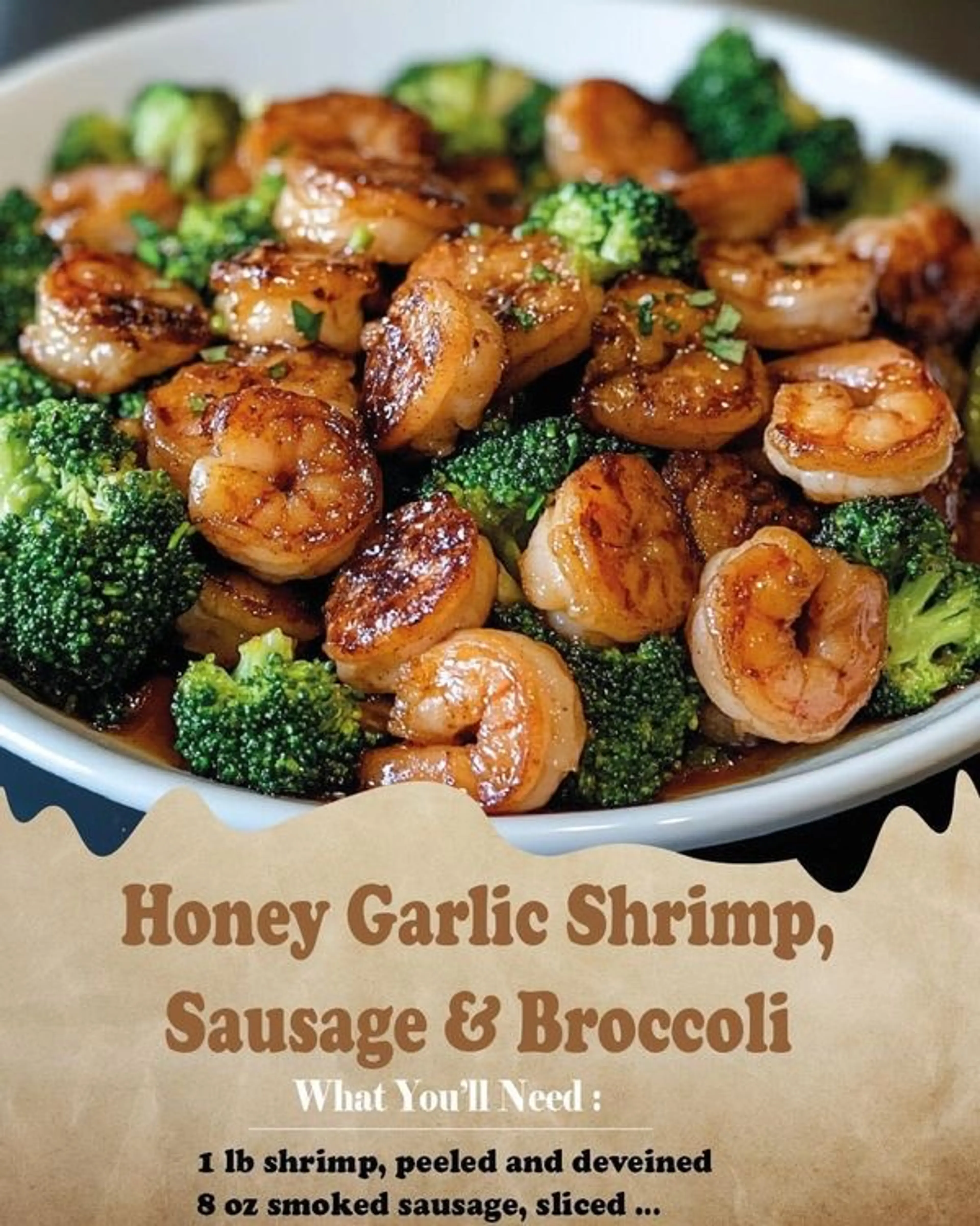 Honey Garlic Shrimp, Sausage & Broccoli