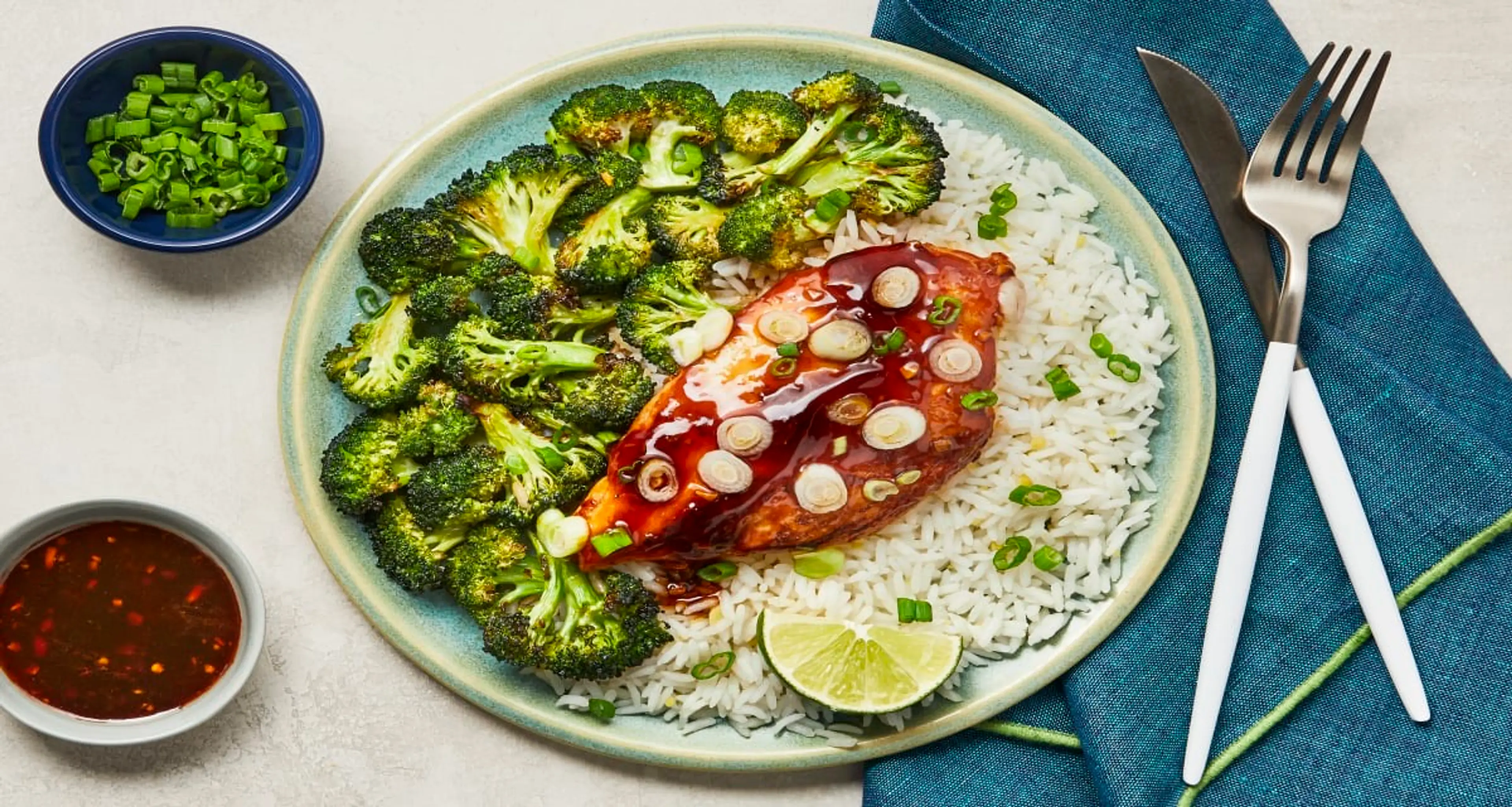 Wasabi Soy Chicken with Ponzu Roasted Broccoli & Ginger Rice