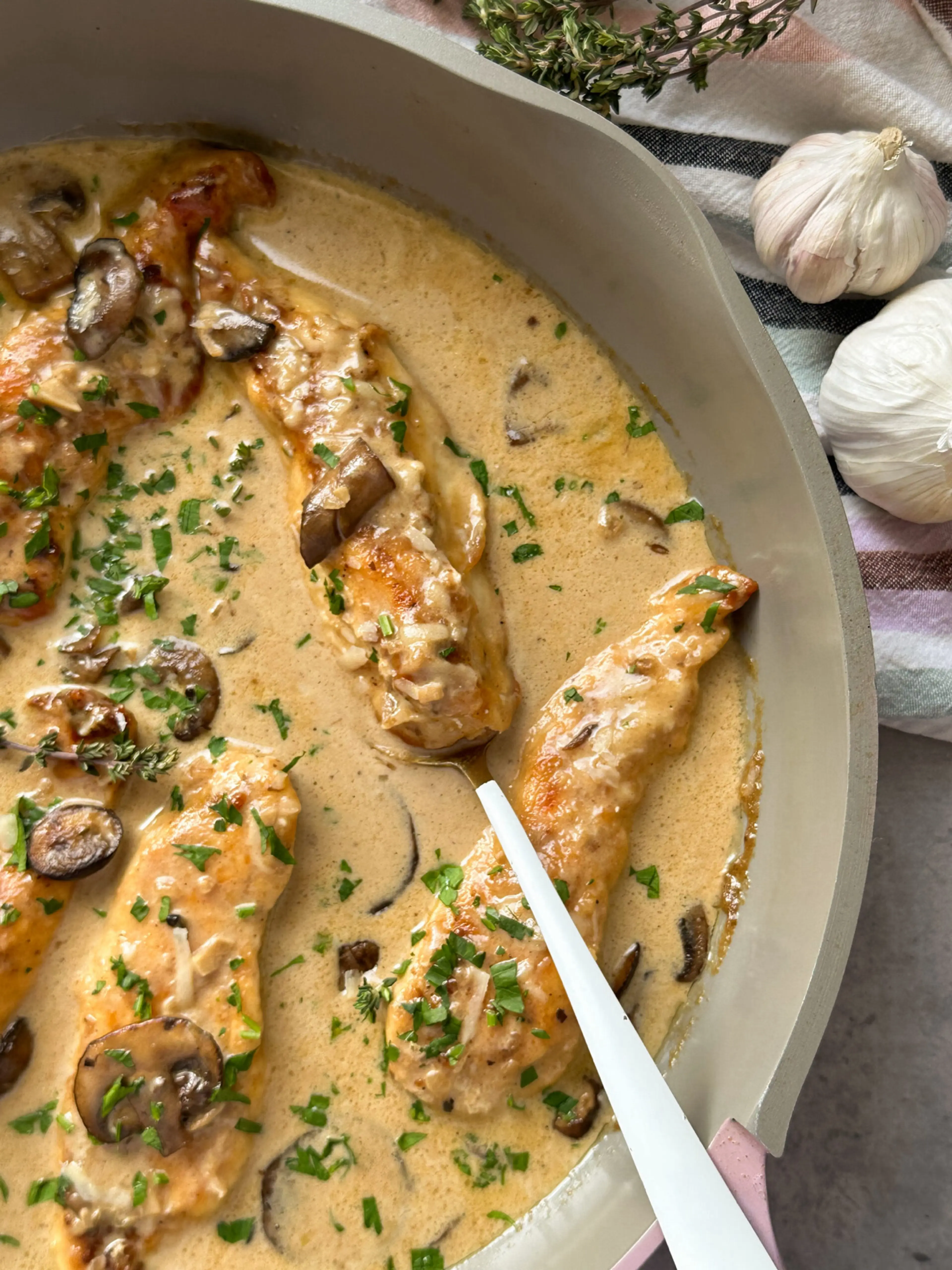 Mushroom Chicken with Parmesan & White Wine