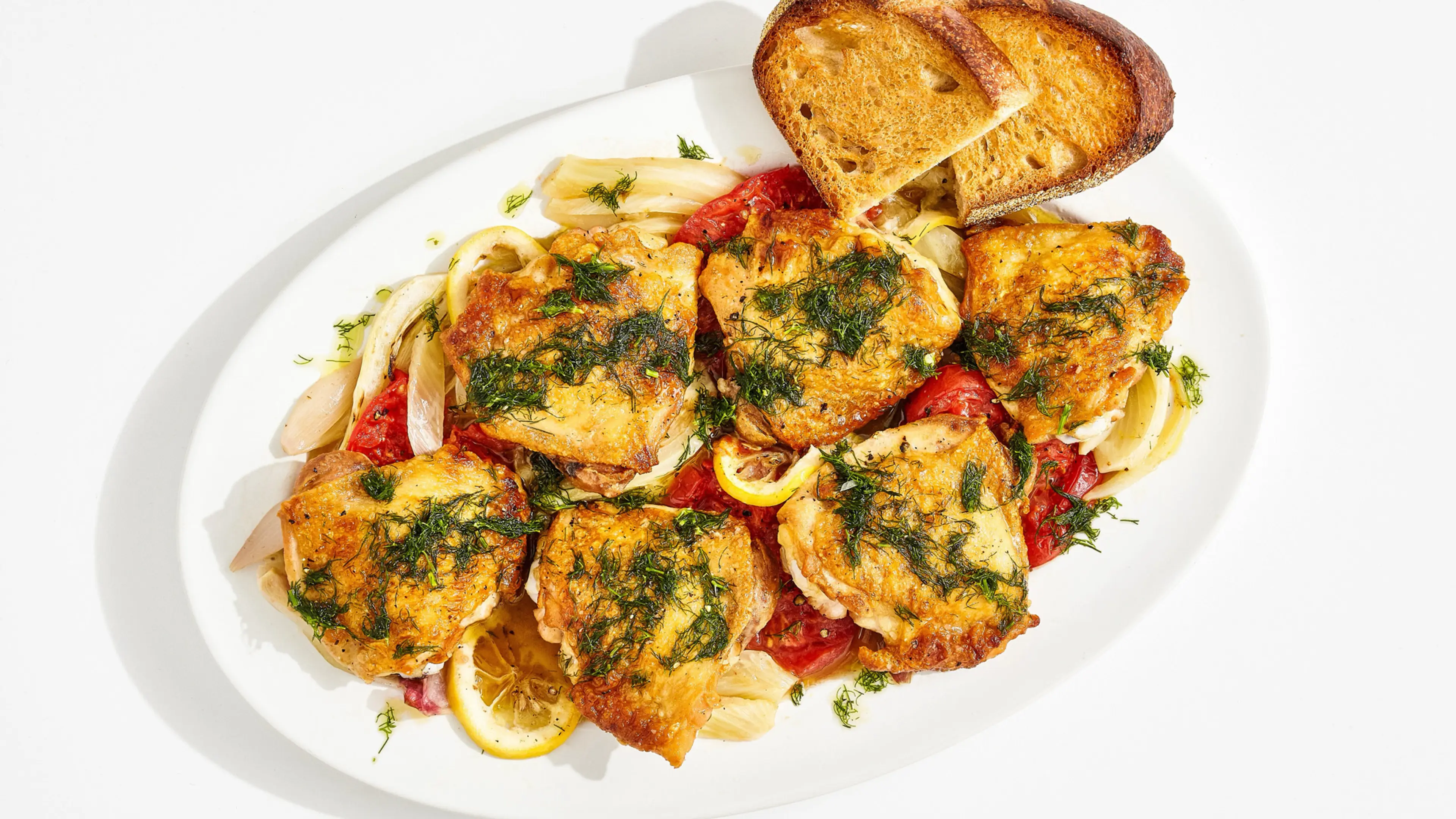 One-Skillet Lemony Chicken with Fennel and Tomatoes