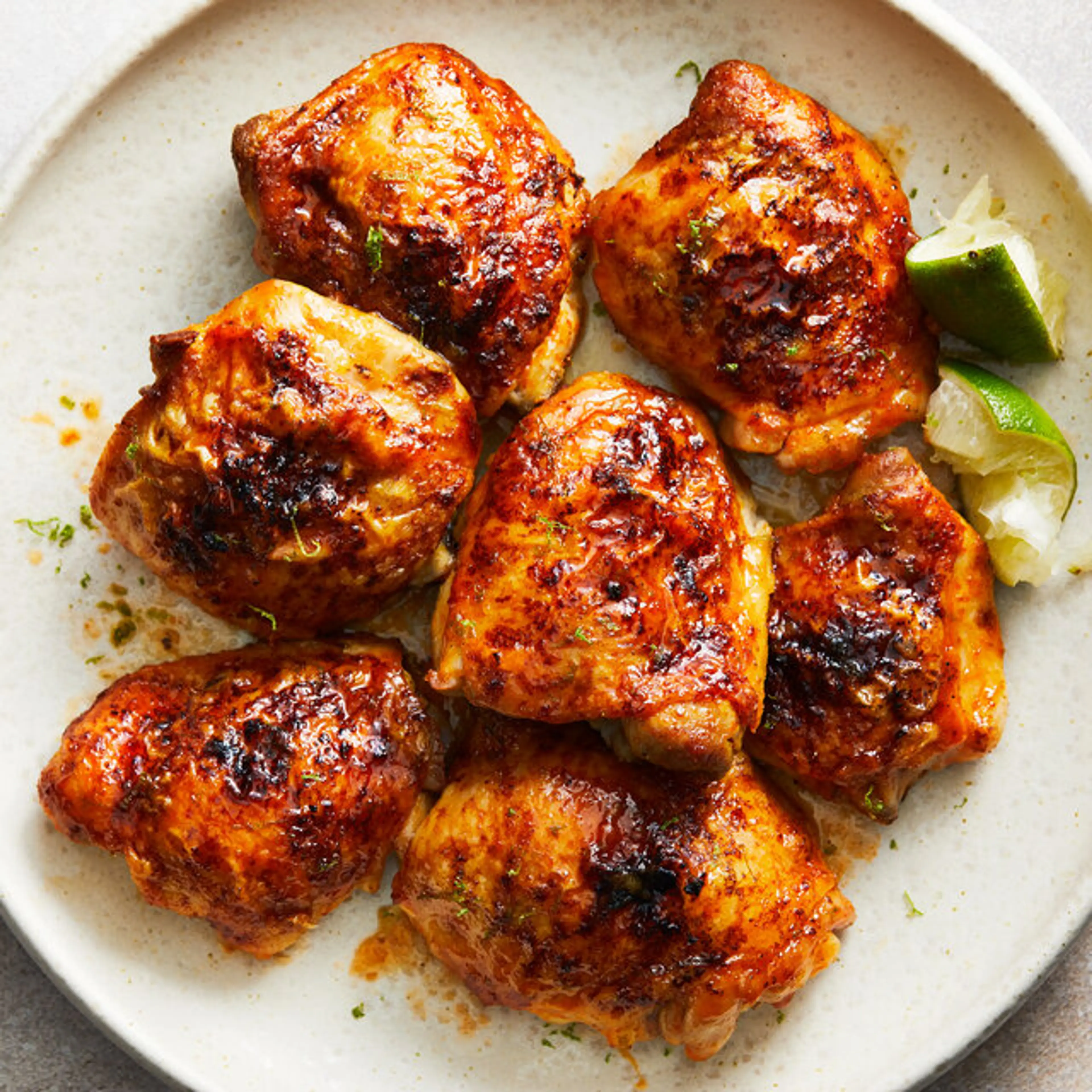 Roasted Chicken Thighs With Hot Honey and Lime