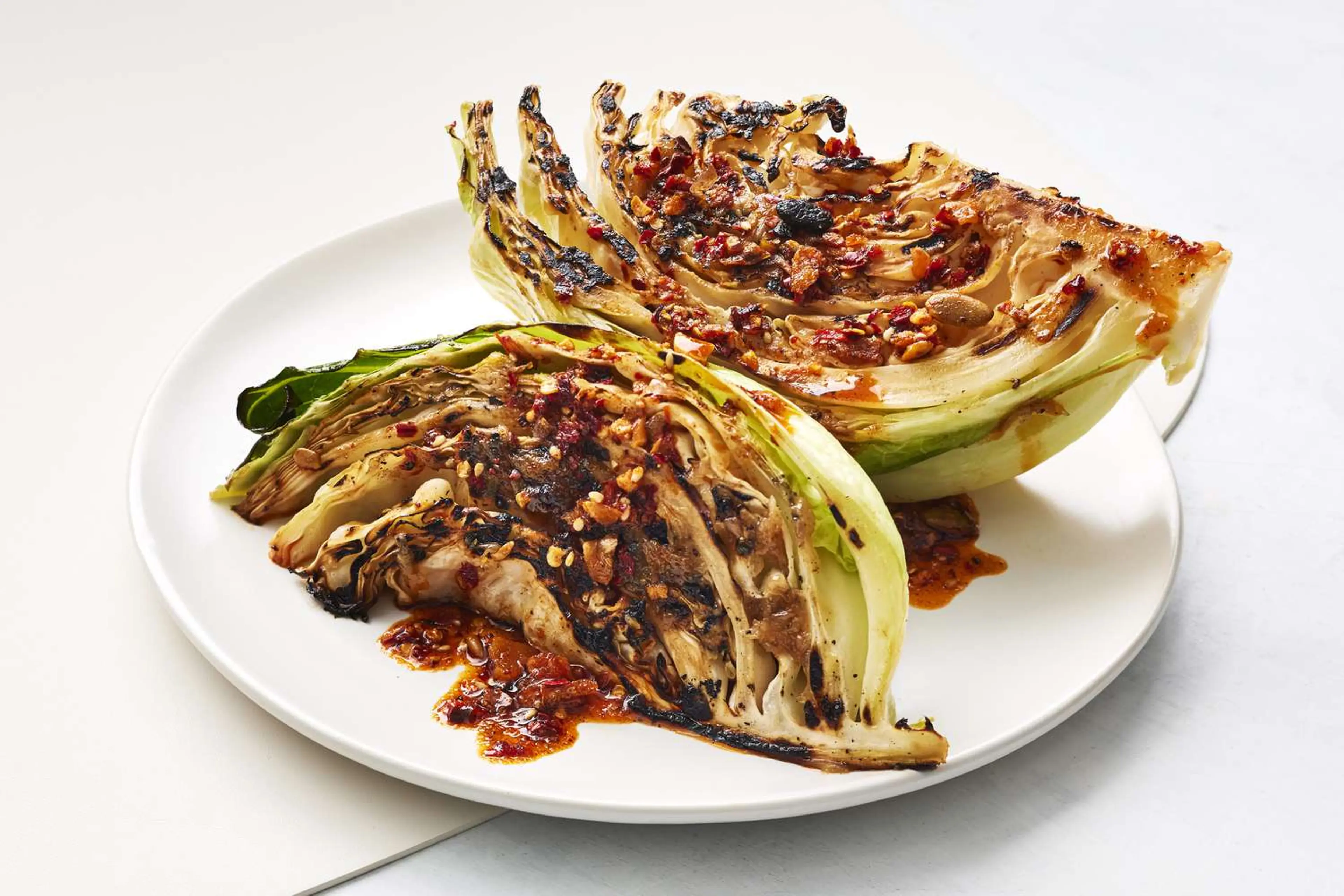 Charred Cabbage with Coconut, Garlic, and Chili Crisp