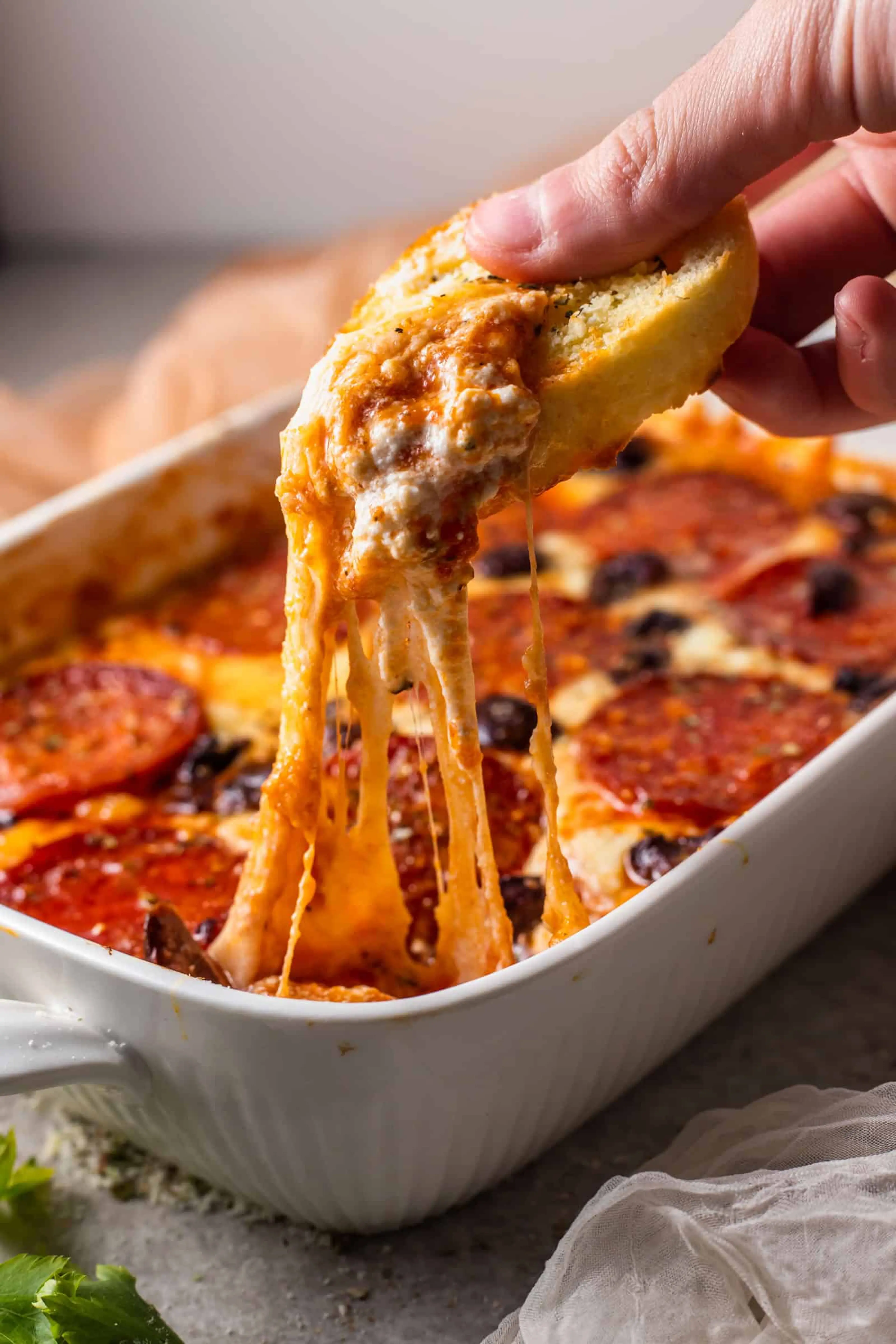 Ricotta Pizza Dip Recipe with Cheese Crostini