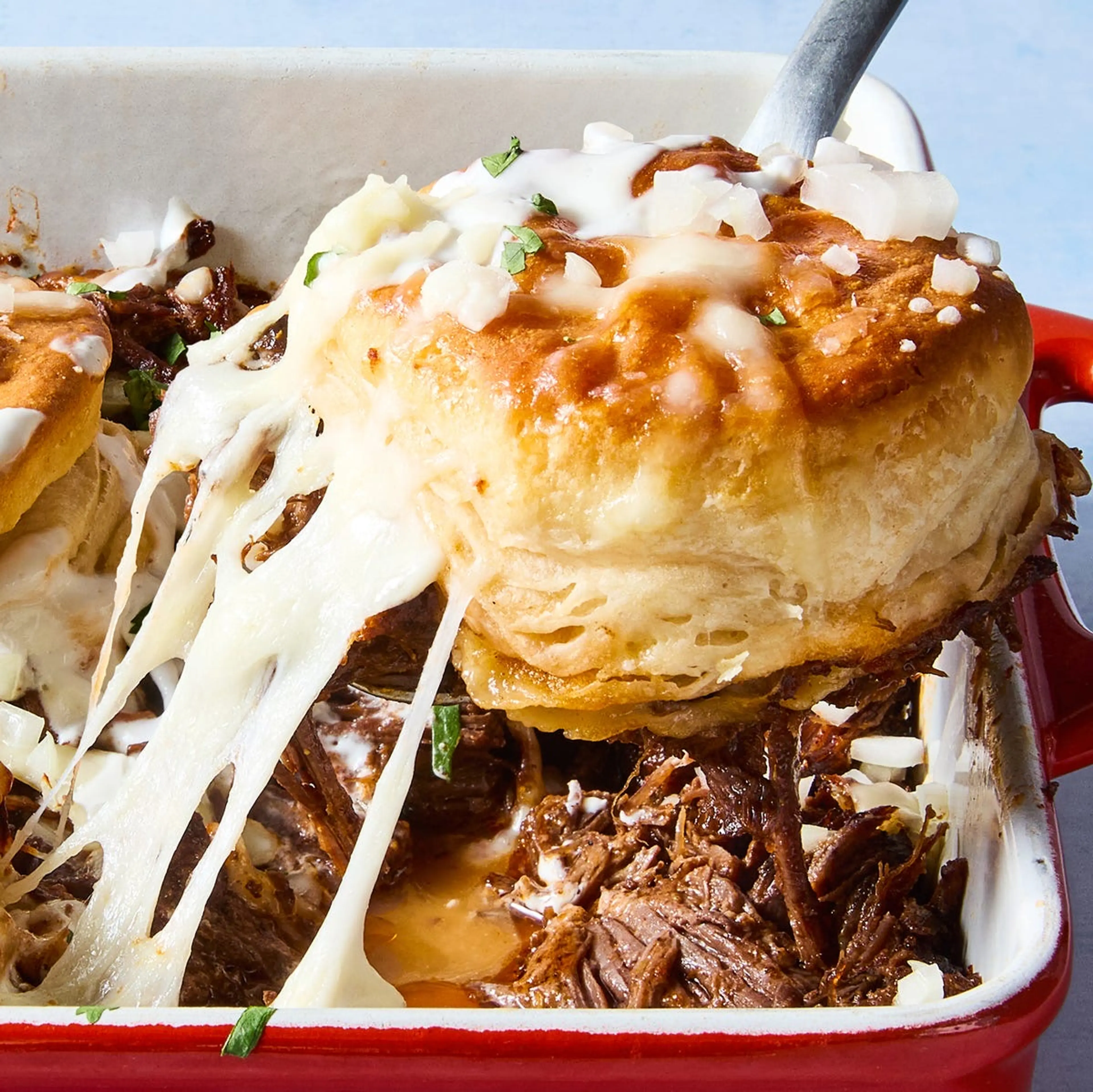 Cheesy Barbacoa Biscuit Bake