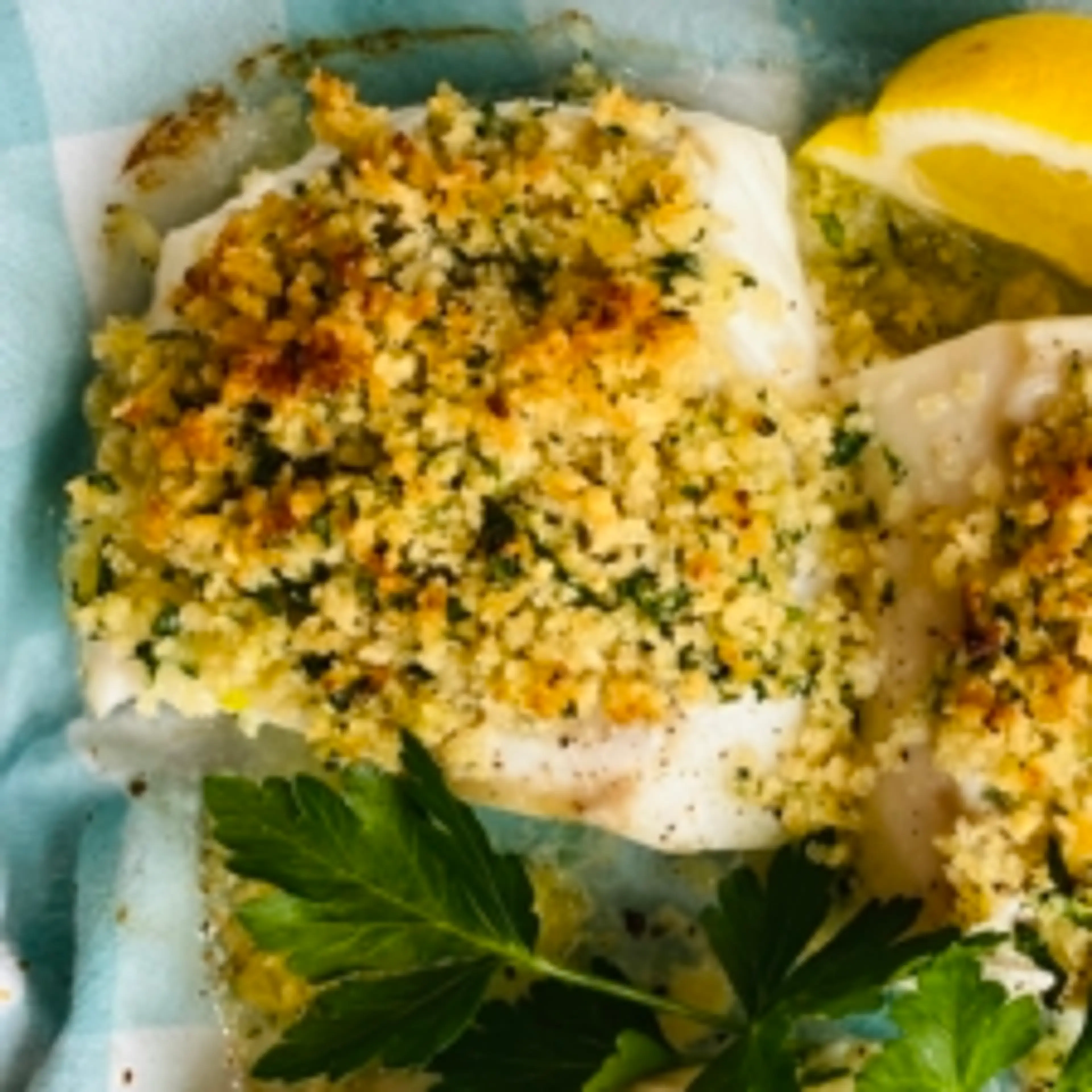 Baked Cod with Crispy Garlic Herb Panko