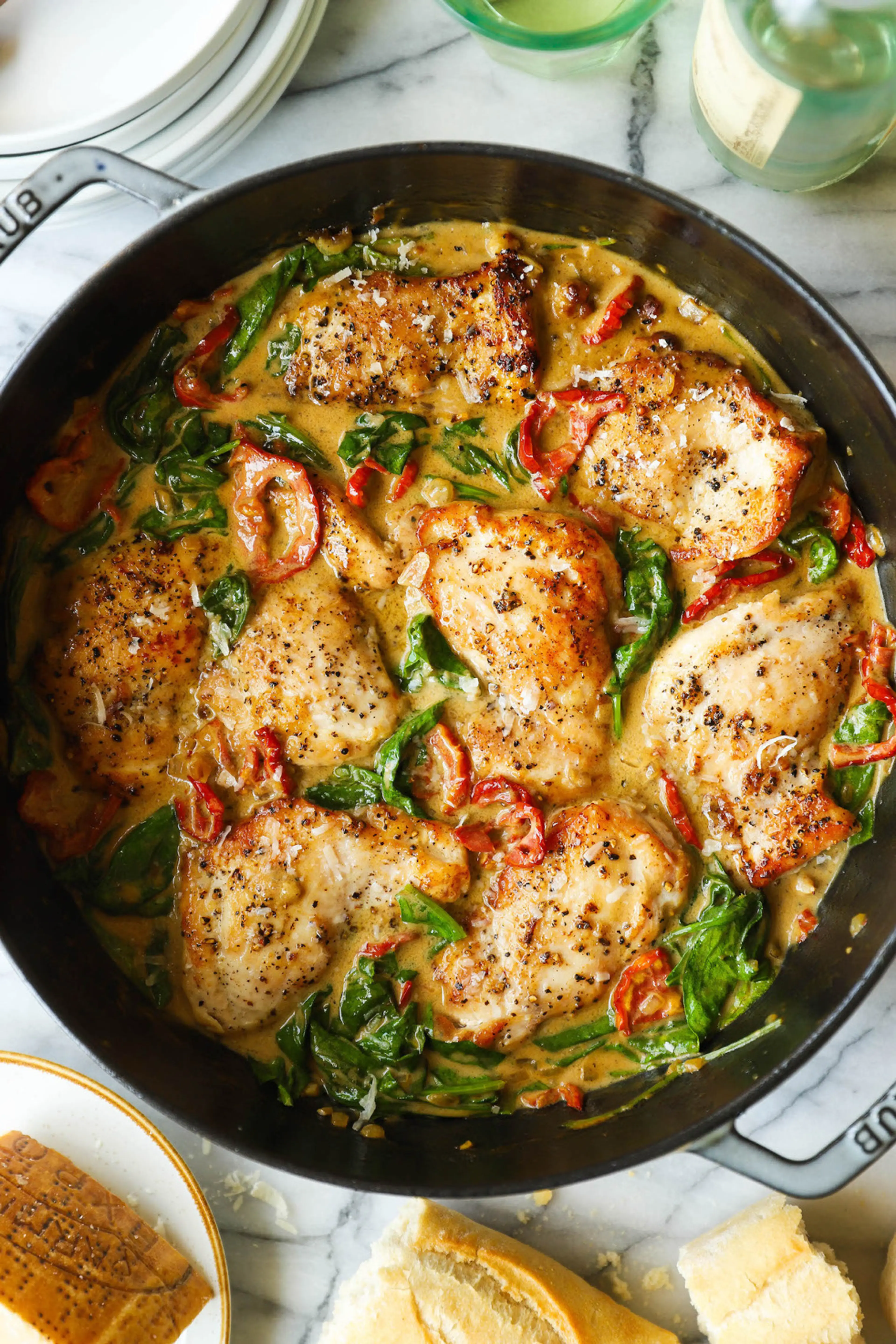 Skillet Sun Dried Tomato Chicken Thighs