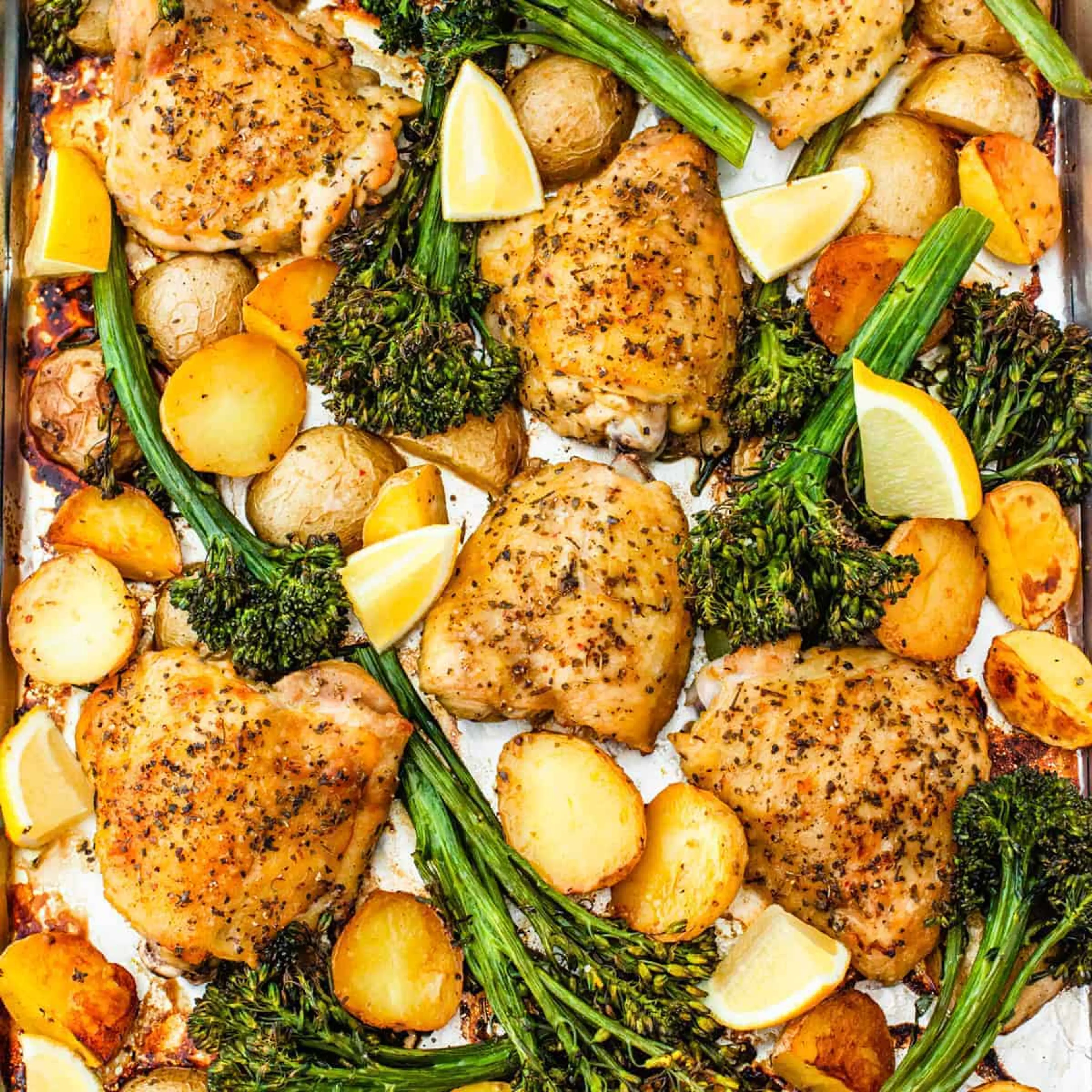 Sheet Pan Lemon Chicken with Potatoes and Broccoli