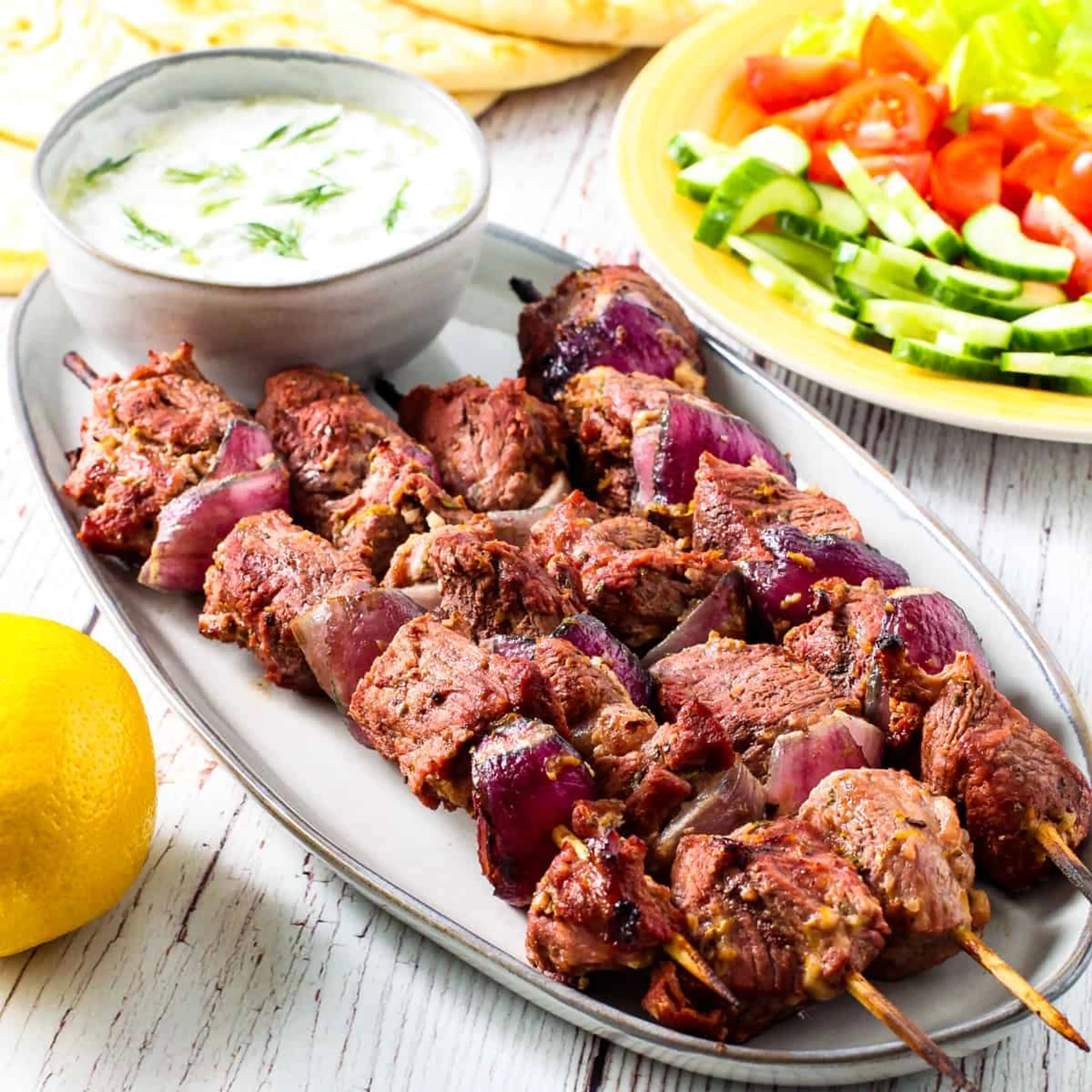 Greek Yogurt Marinated Lamb Kebabs