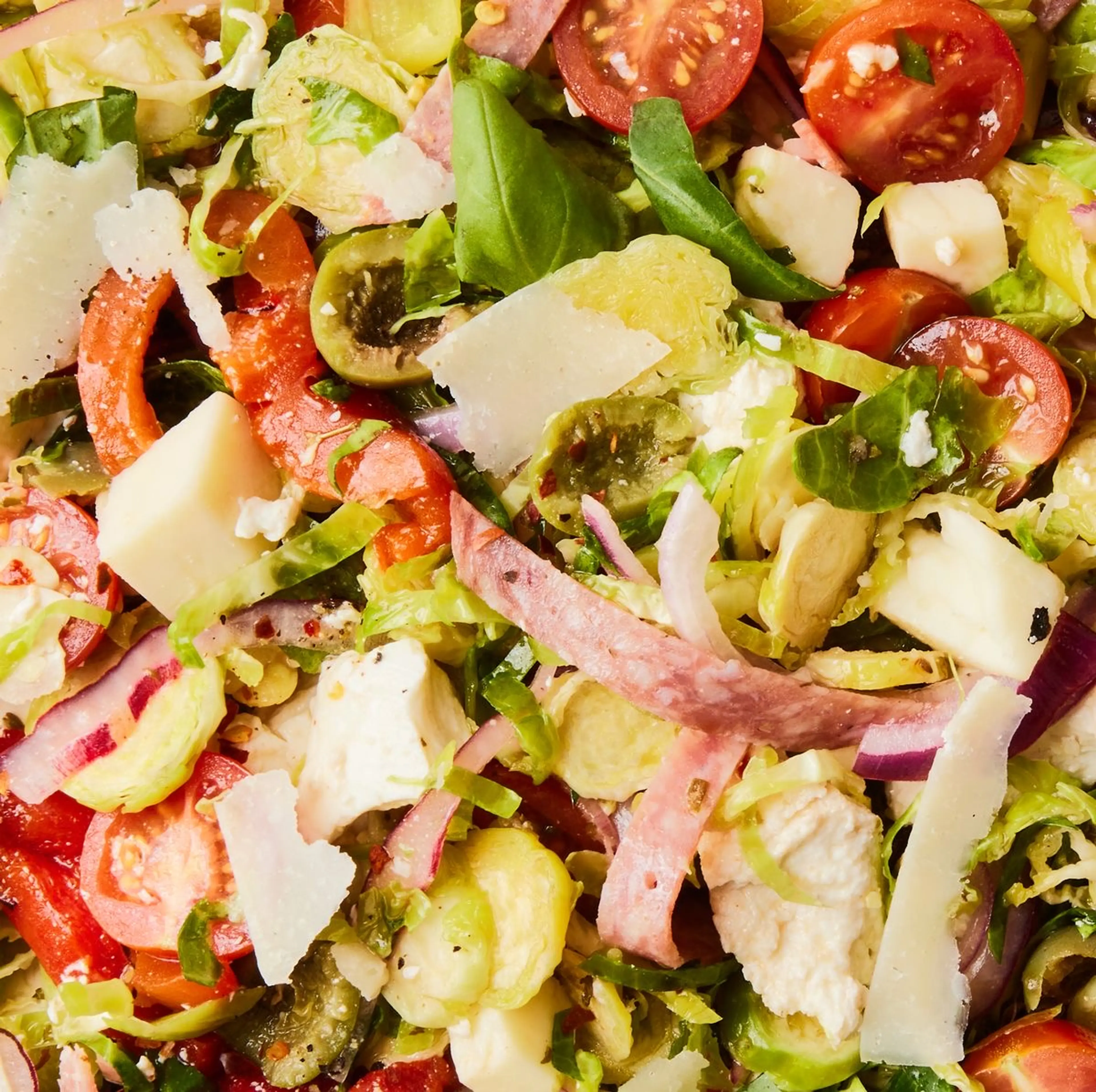 Italian Antipasto Brussels Sprouts Salad