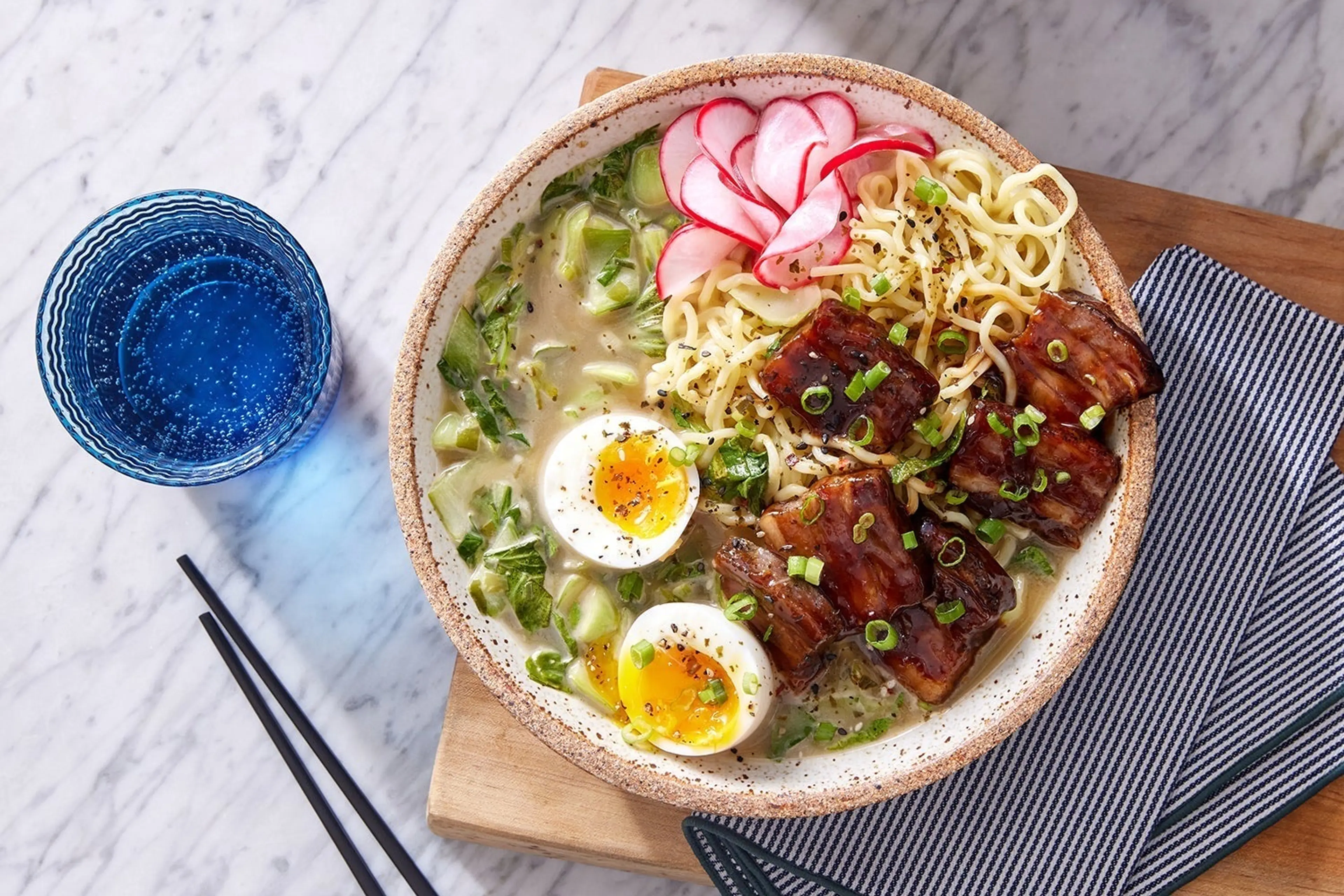 Hoisin Pork Belly & Miso Ramen with Bok Choy & Soft-Boiled E