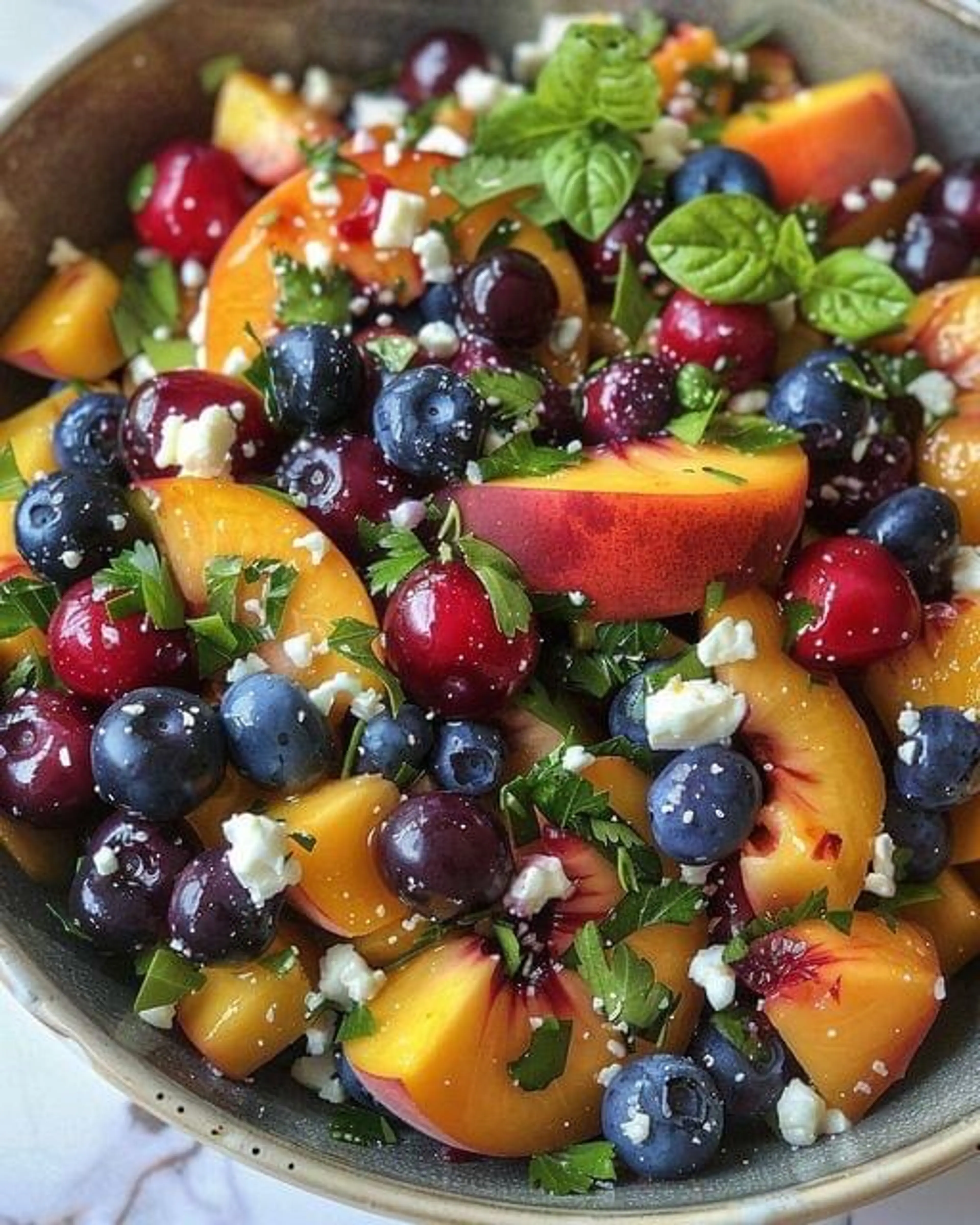 Blueberry Peach Feta Salad