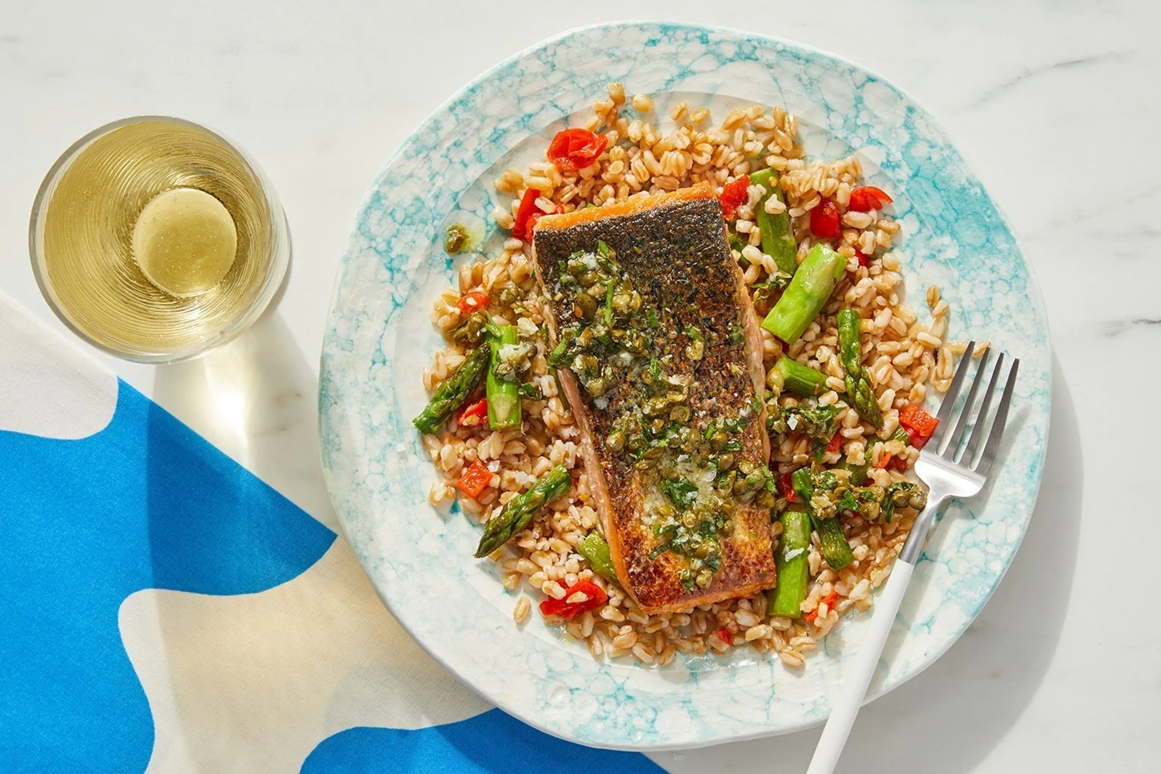 Lemon-Parsley Salmon with Vegetable Farro