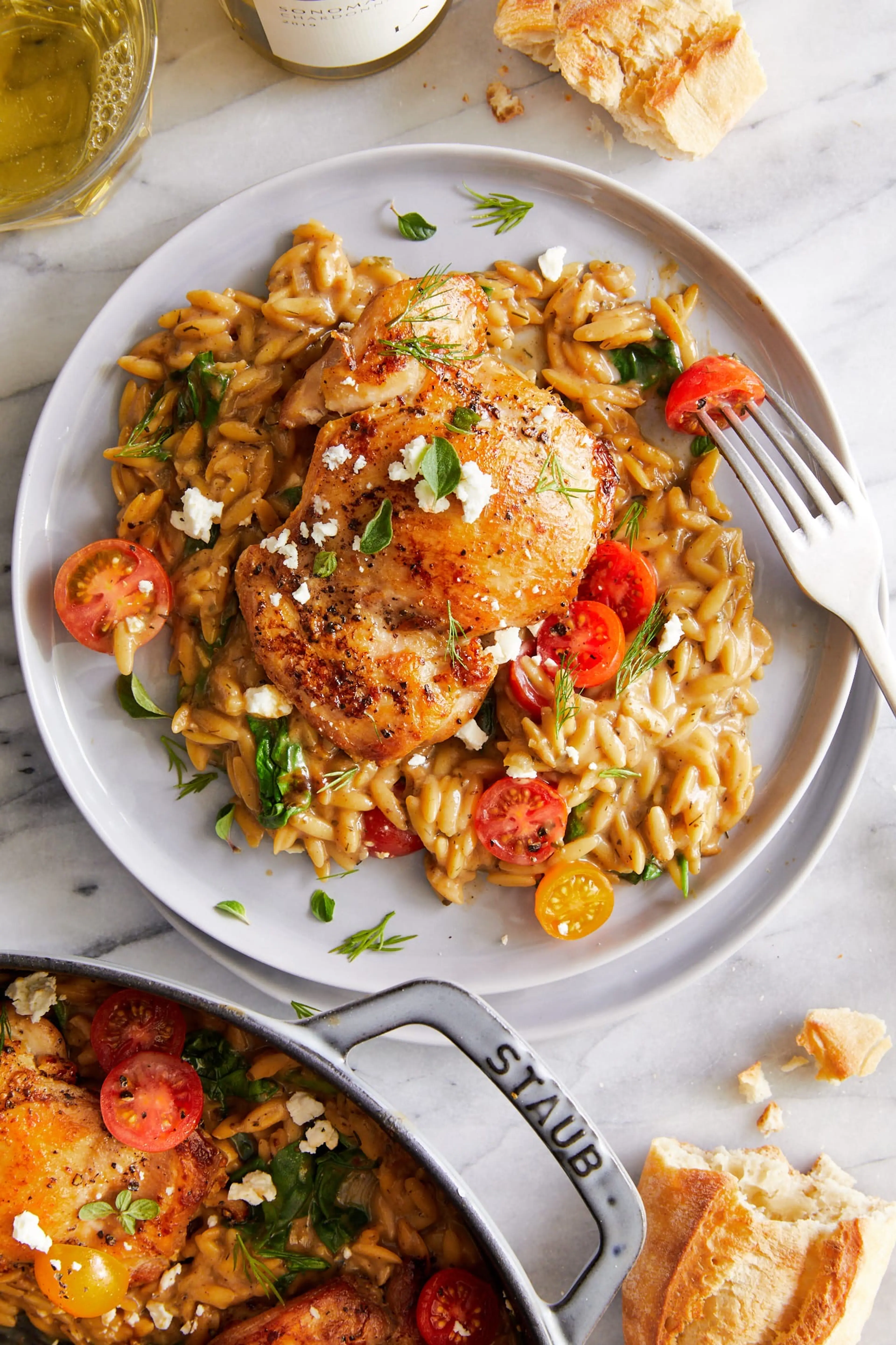 One Pot Greek Chicken and Orzo