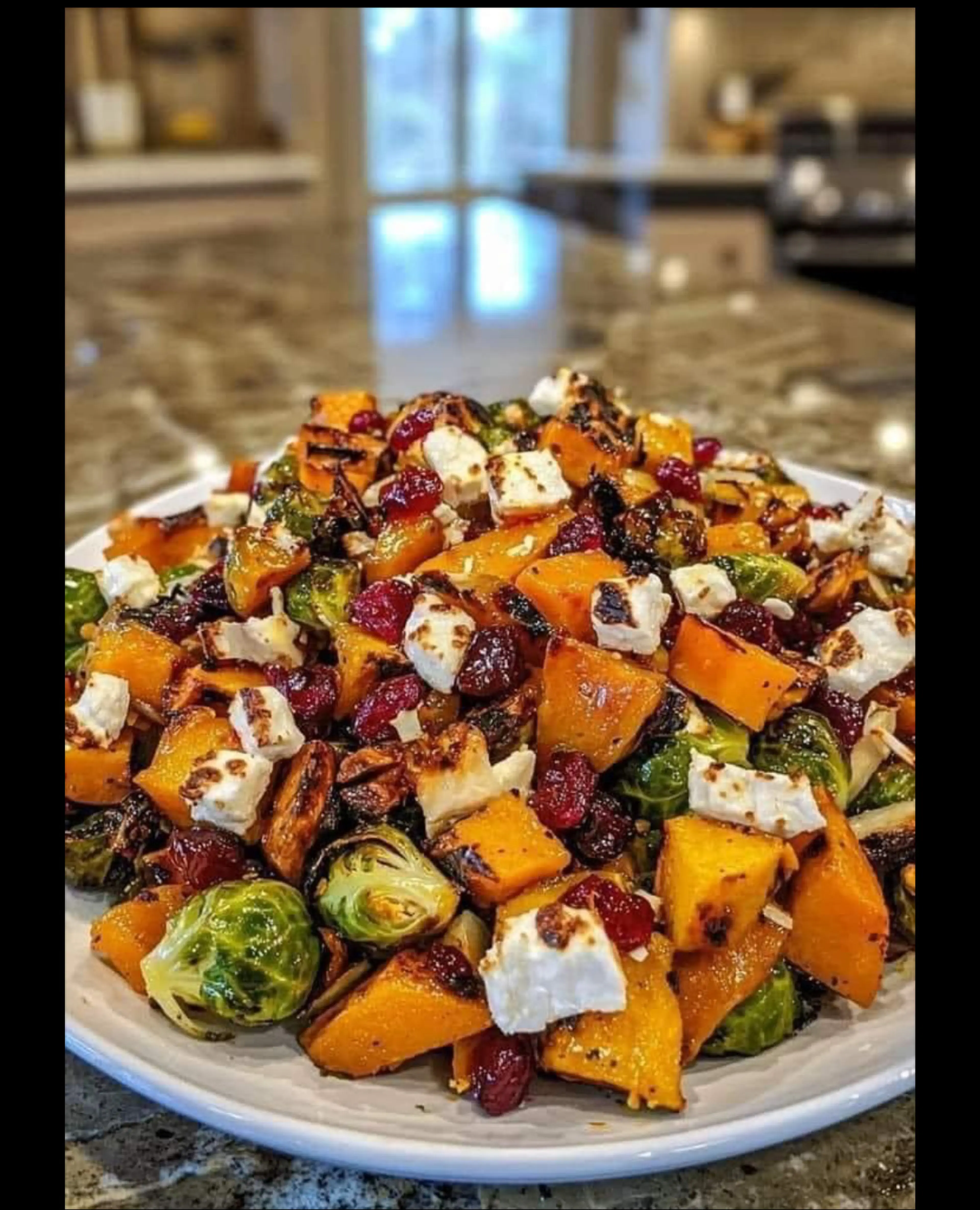 Cranberry-Glazed Roasted Butternut Squash, Brussels Sprouts,