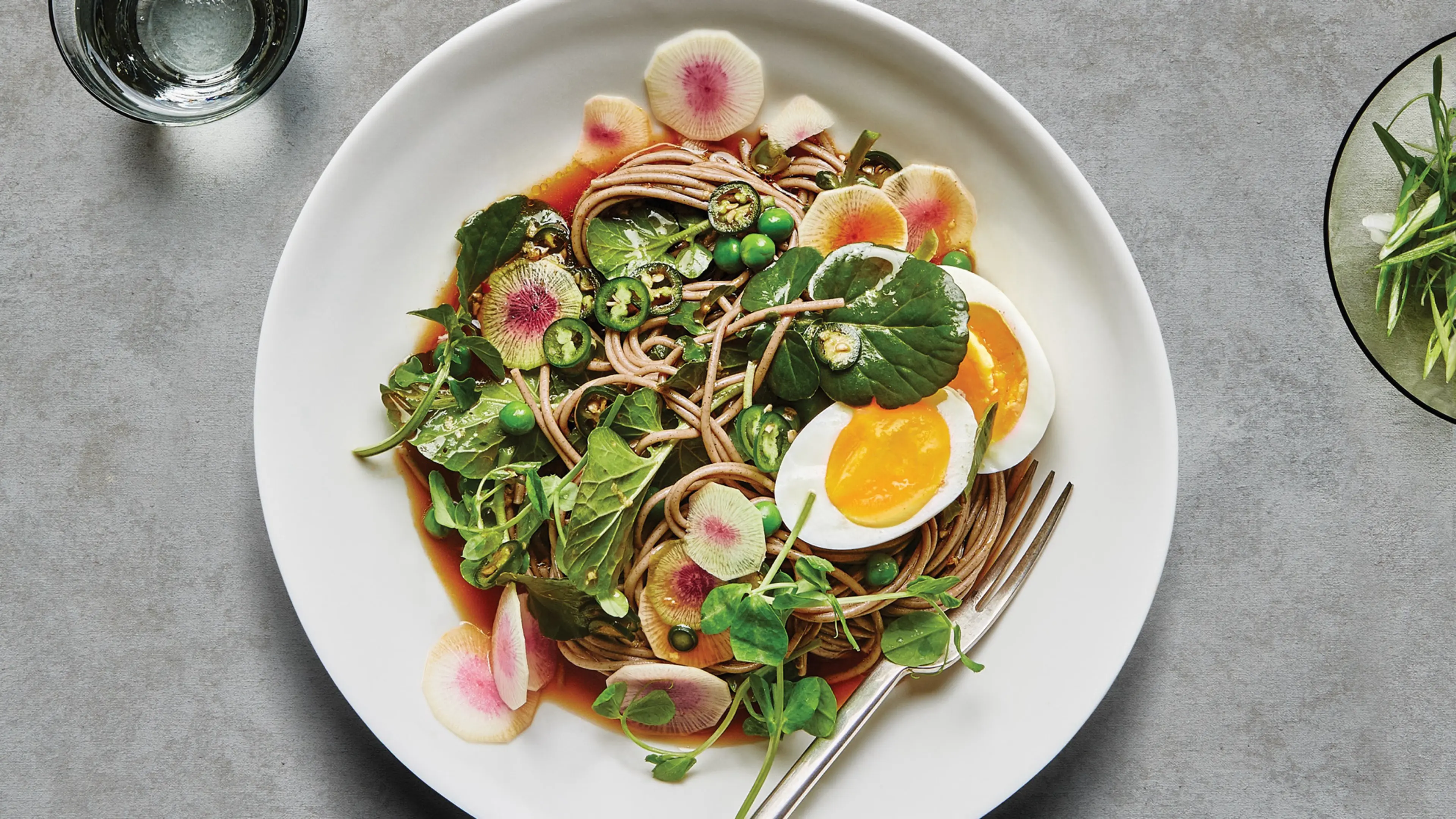 Cold Soba Noodles with Jammy Eggs and Peas