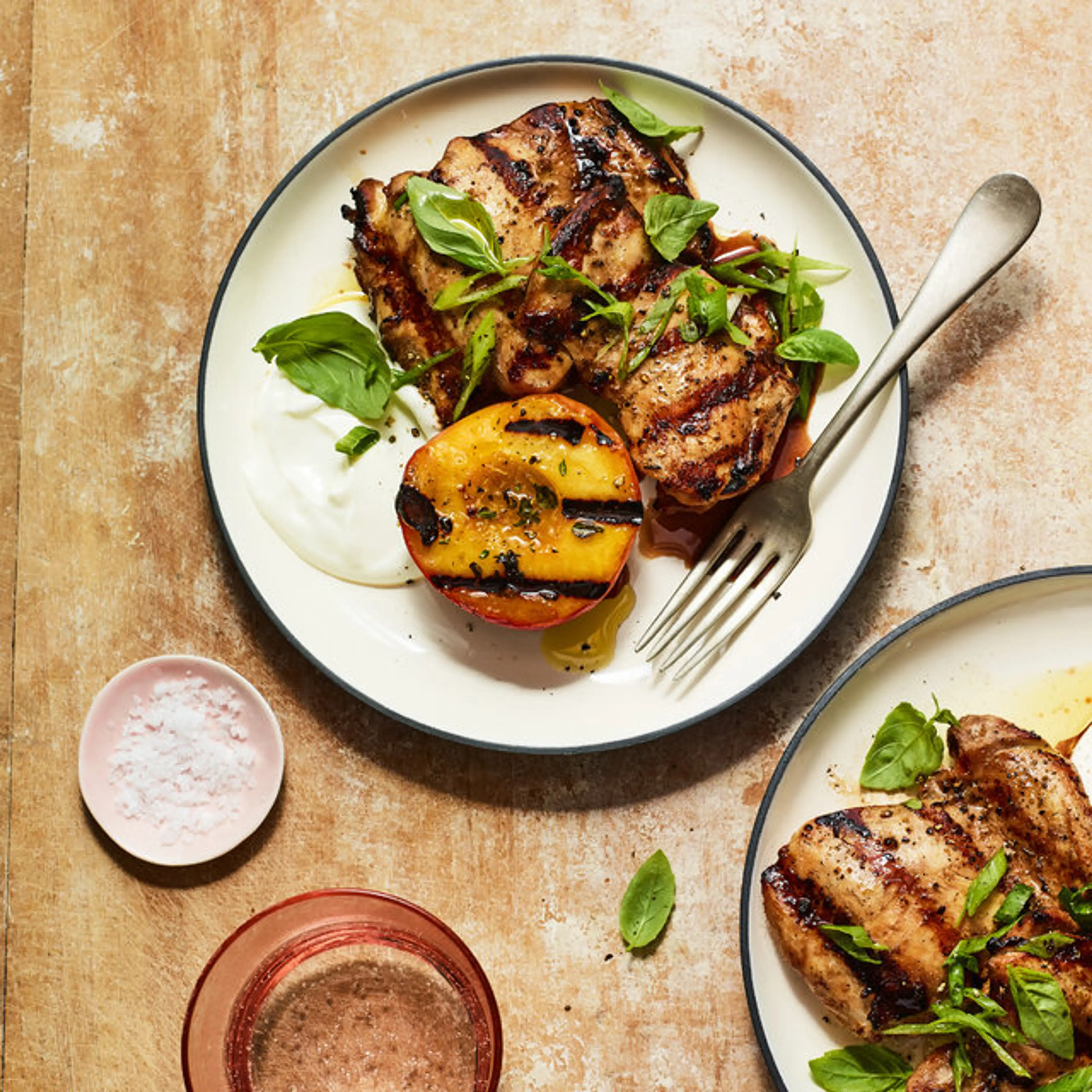 Gingery Grilled Chicken Thighs With Charred Peaches