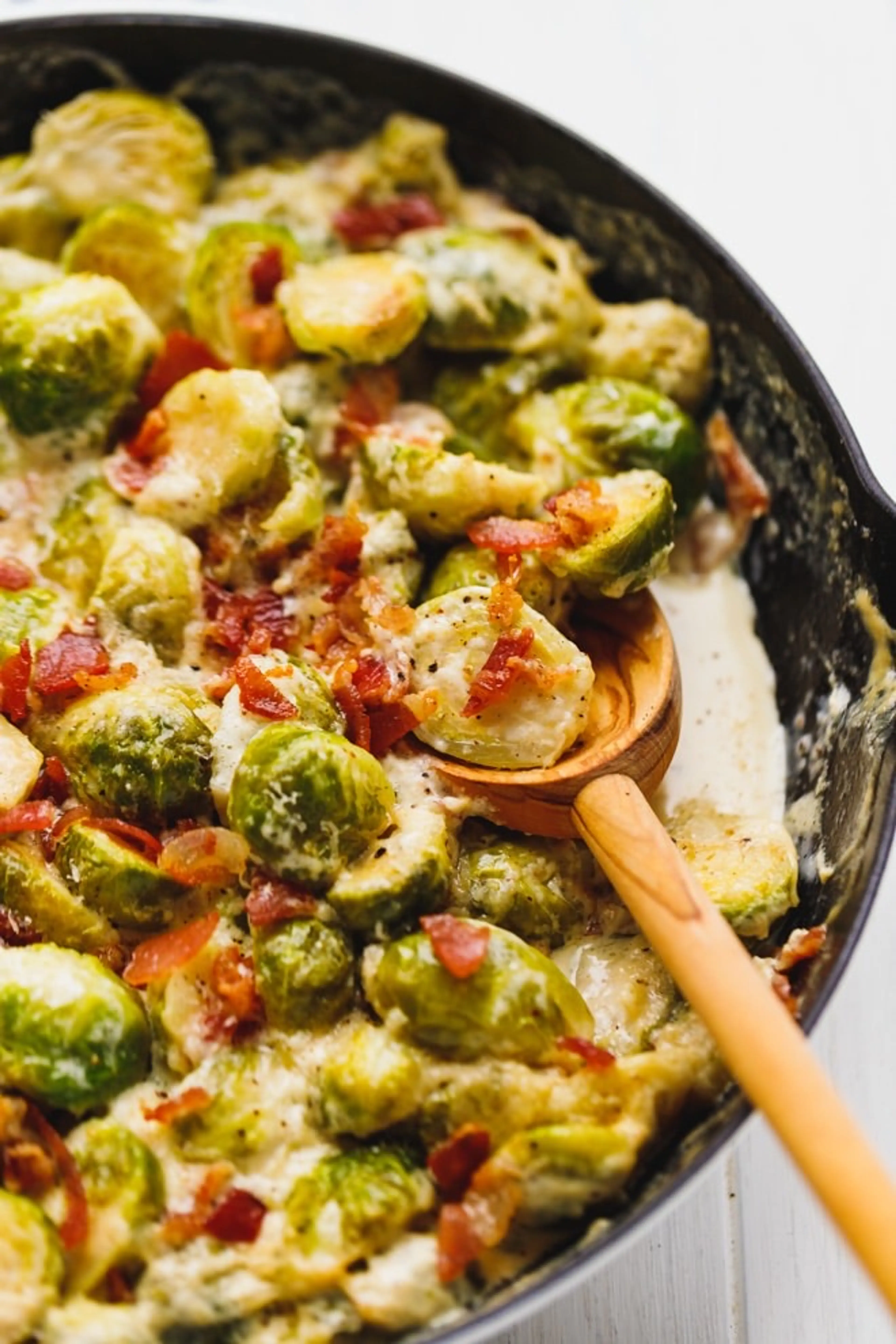 Cheesy Creamy Brussel Sprouts With Bacon Recipe