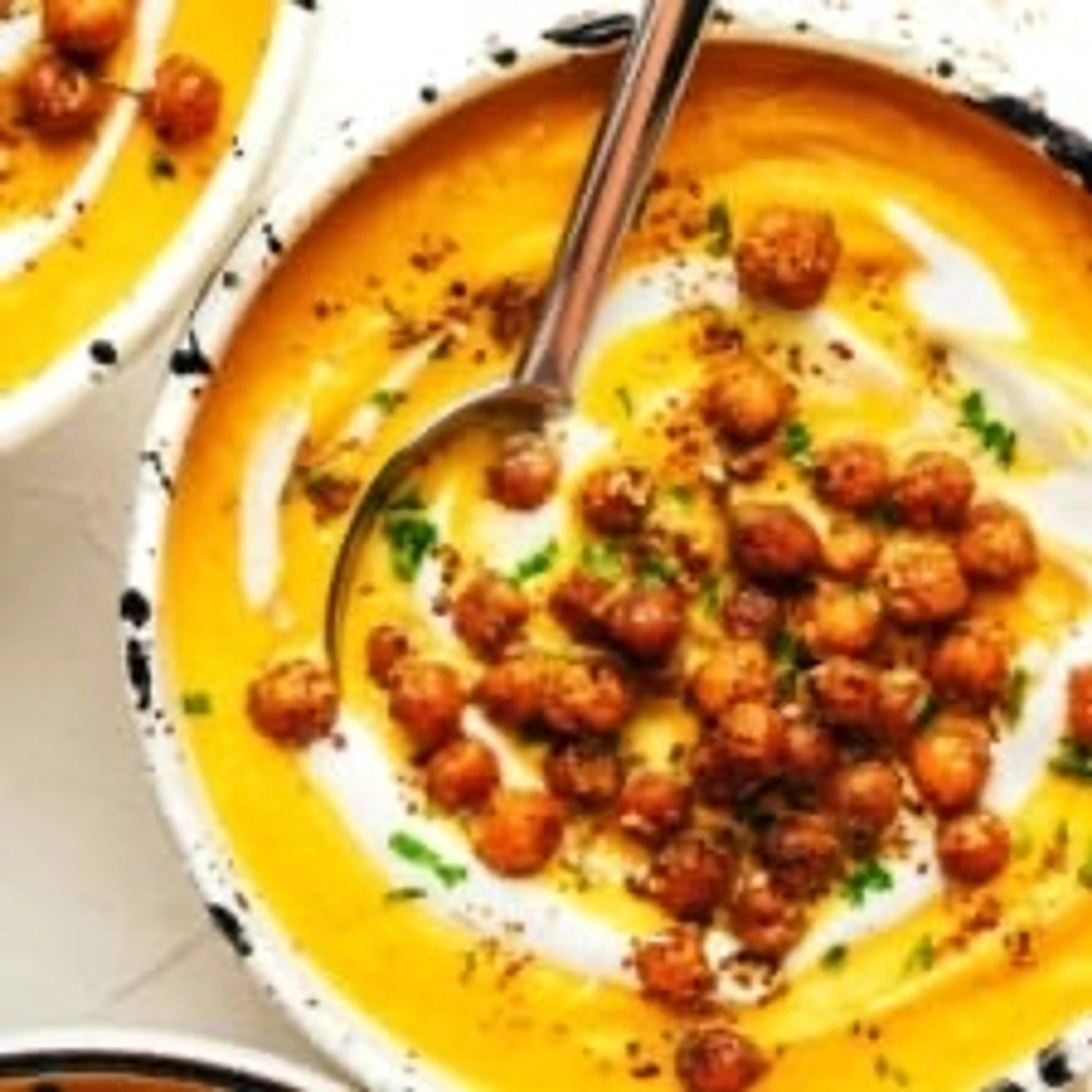 Roasted Carrot Soup with Za'atar Chickpeas