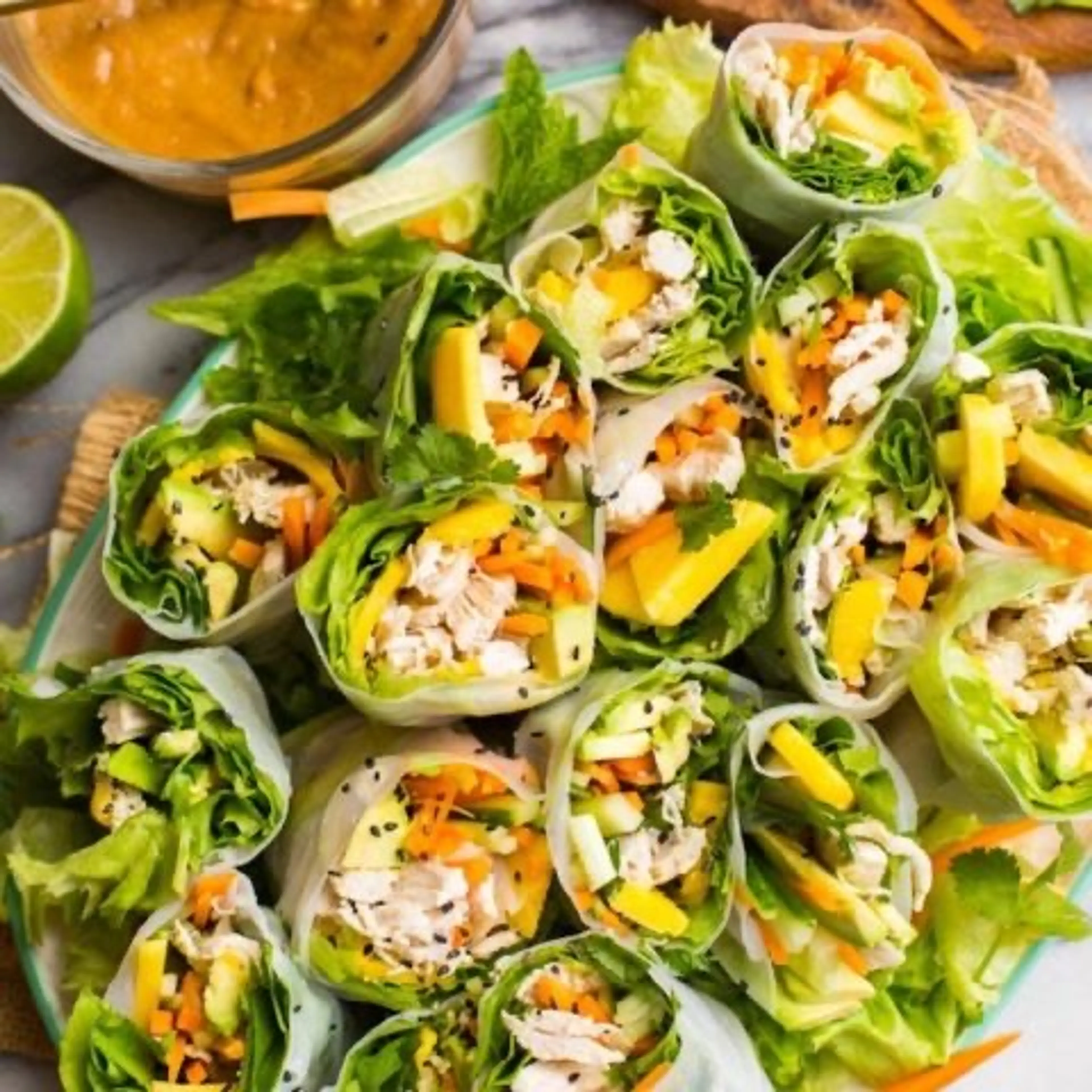 Chicken Avocado & Mango Summer Rolls