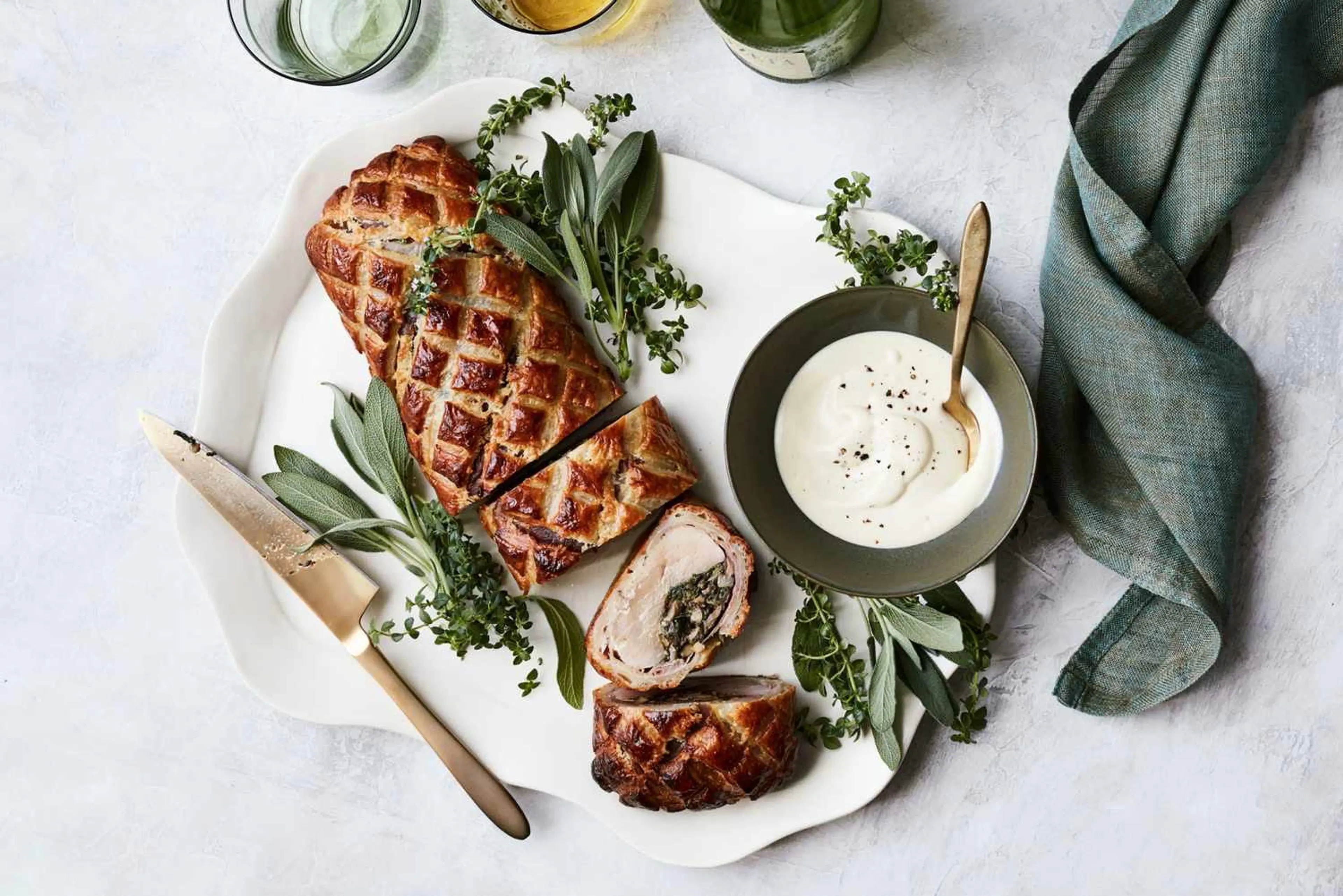 Pork Wellington With Prosciutto and Spinach-Mushroom Stuffin