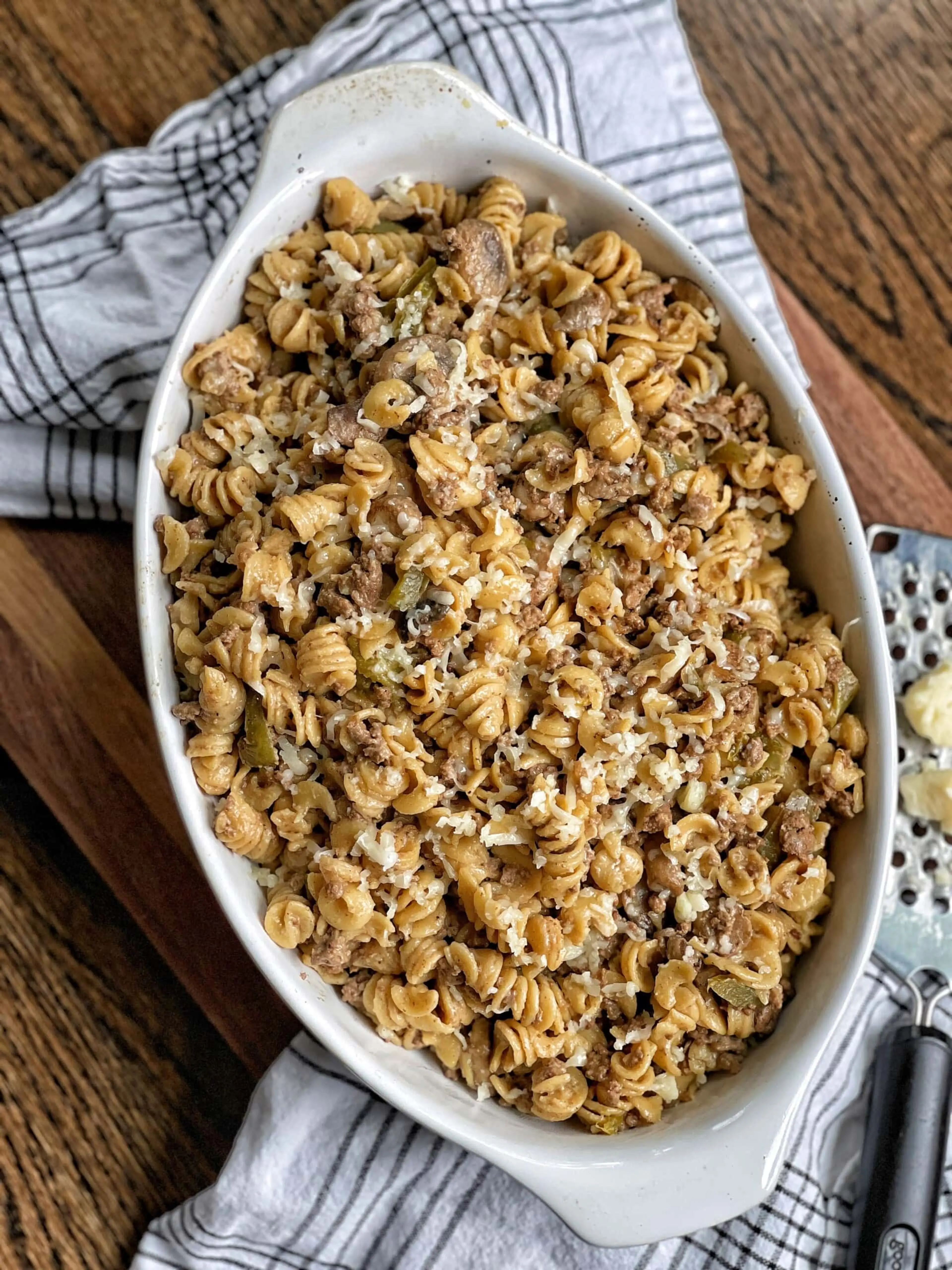 Healthy One Pot Philly Cheesesteak Pasta