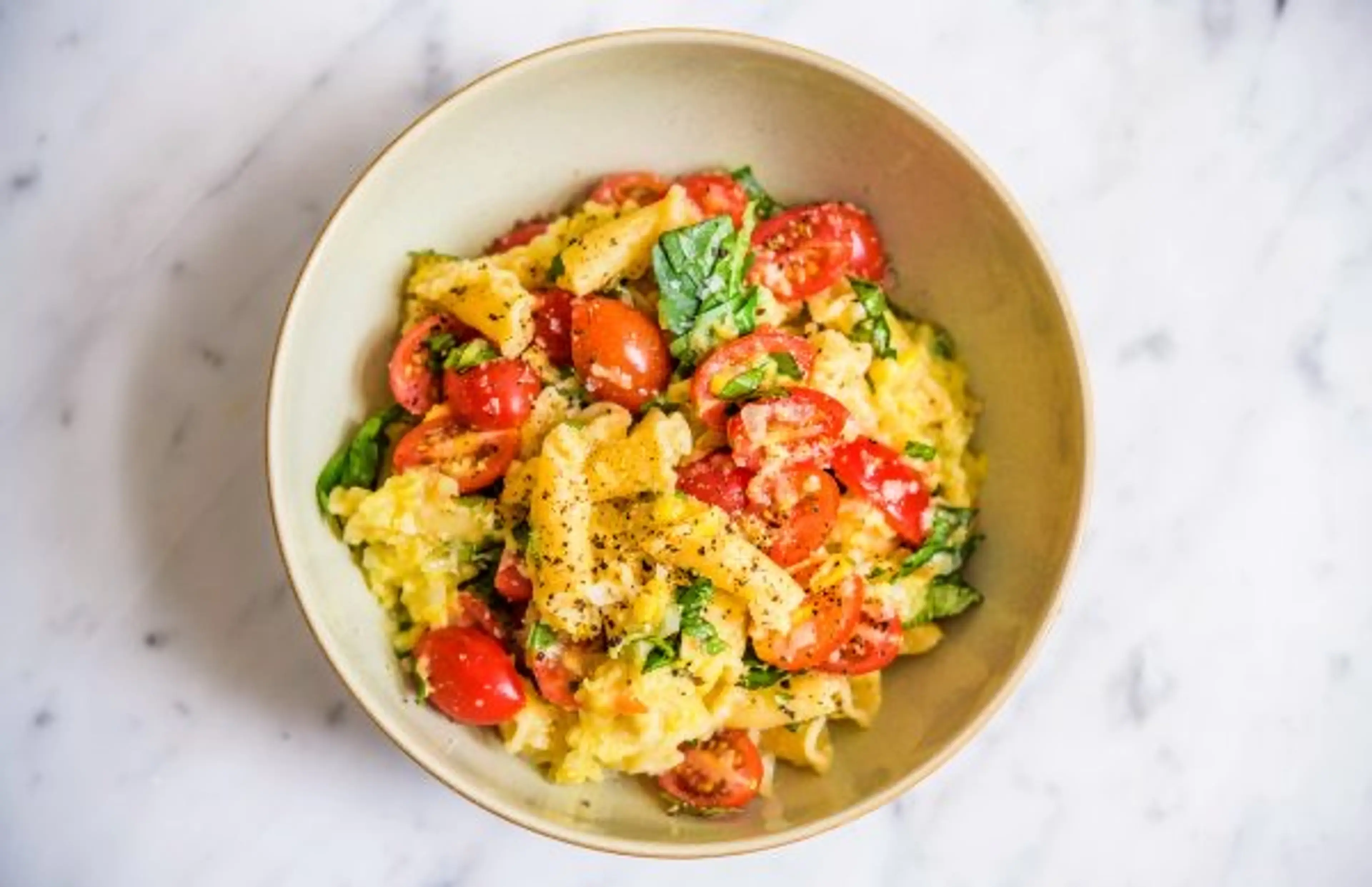 Campanelle Pasta with Sweet Corn, Tomatoes and Basil