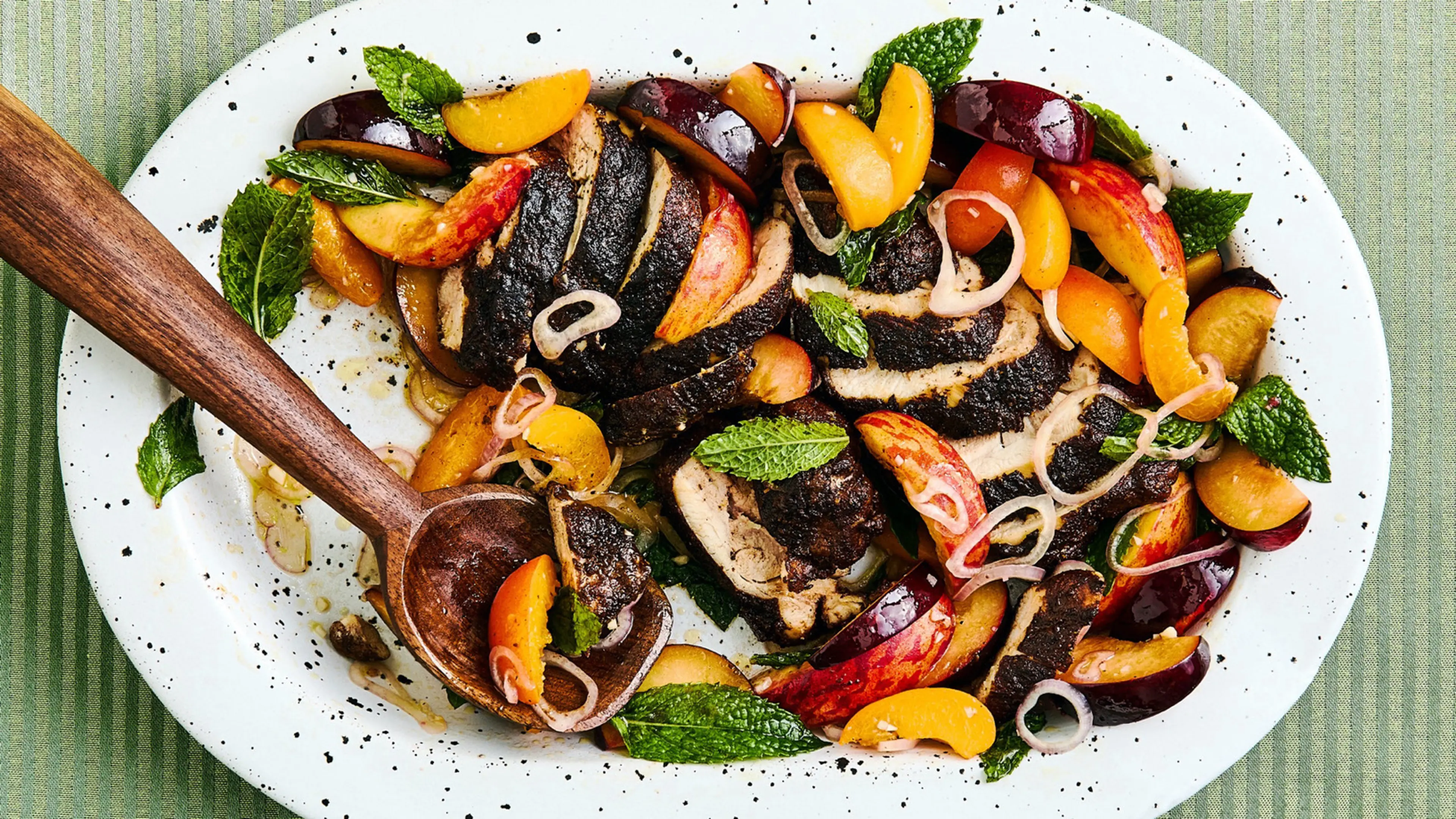 Cocoa-Blackened Chicken Thighs With Stone Fruit