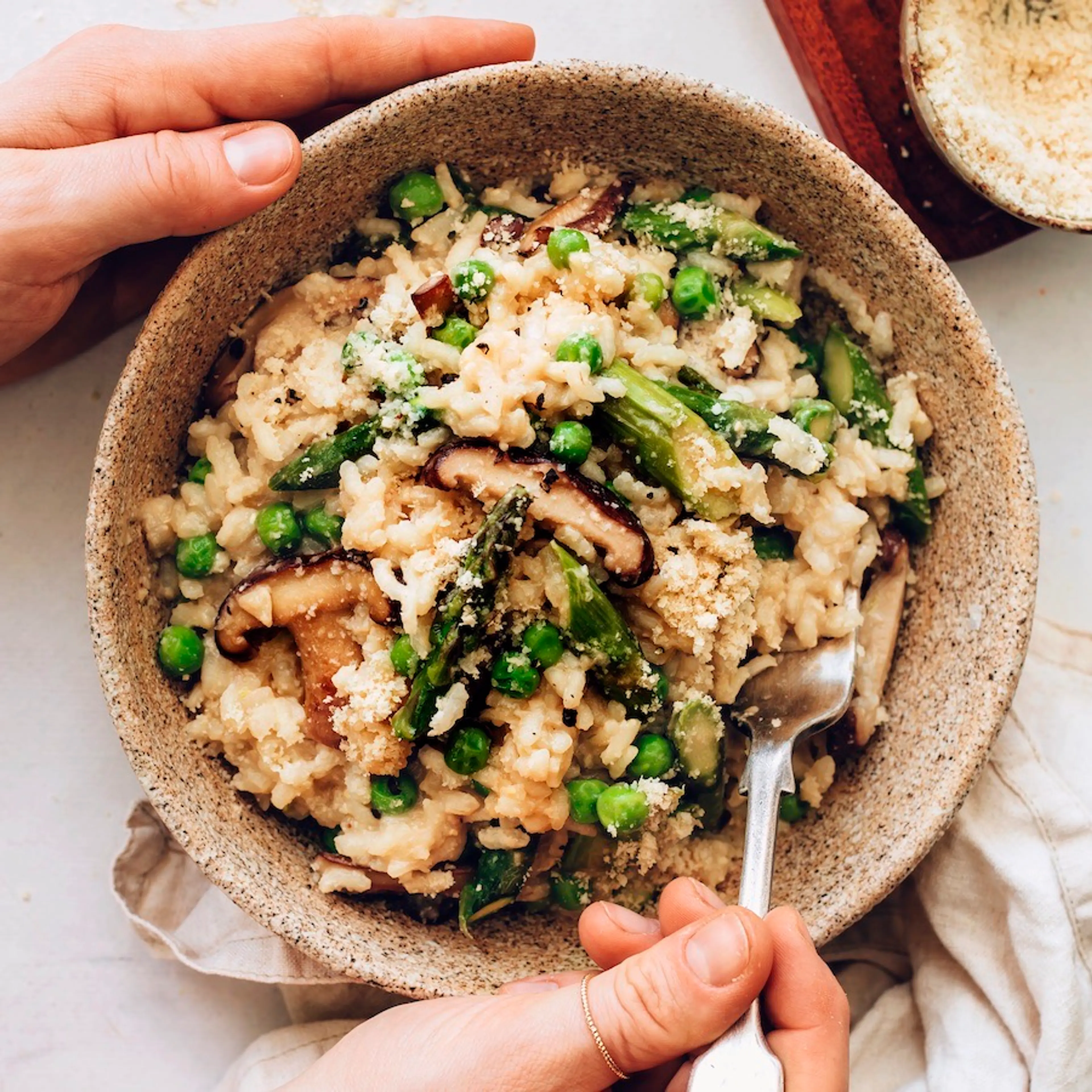 Vegan Risotto with Miso and Spring Vegetables
