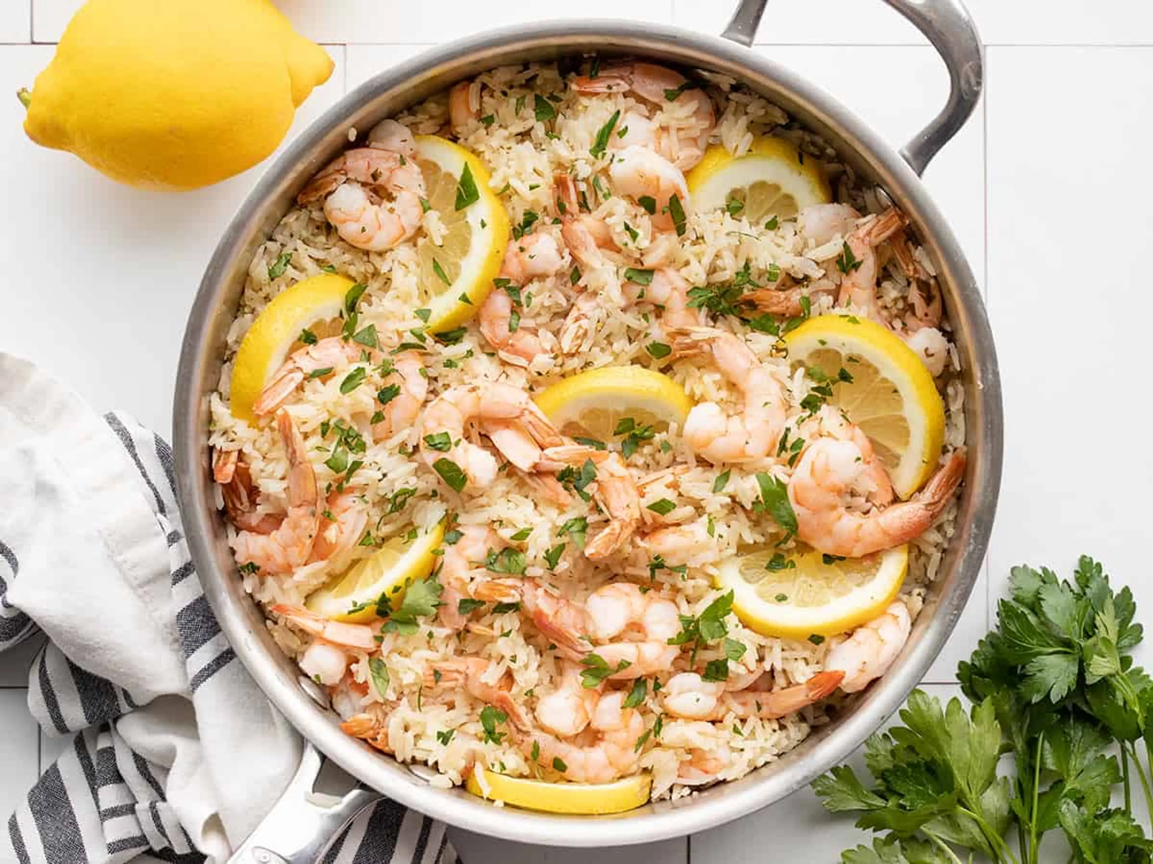 One Pot Lemon Garlic Shrimp and Rice