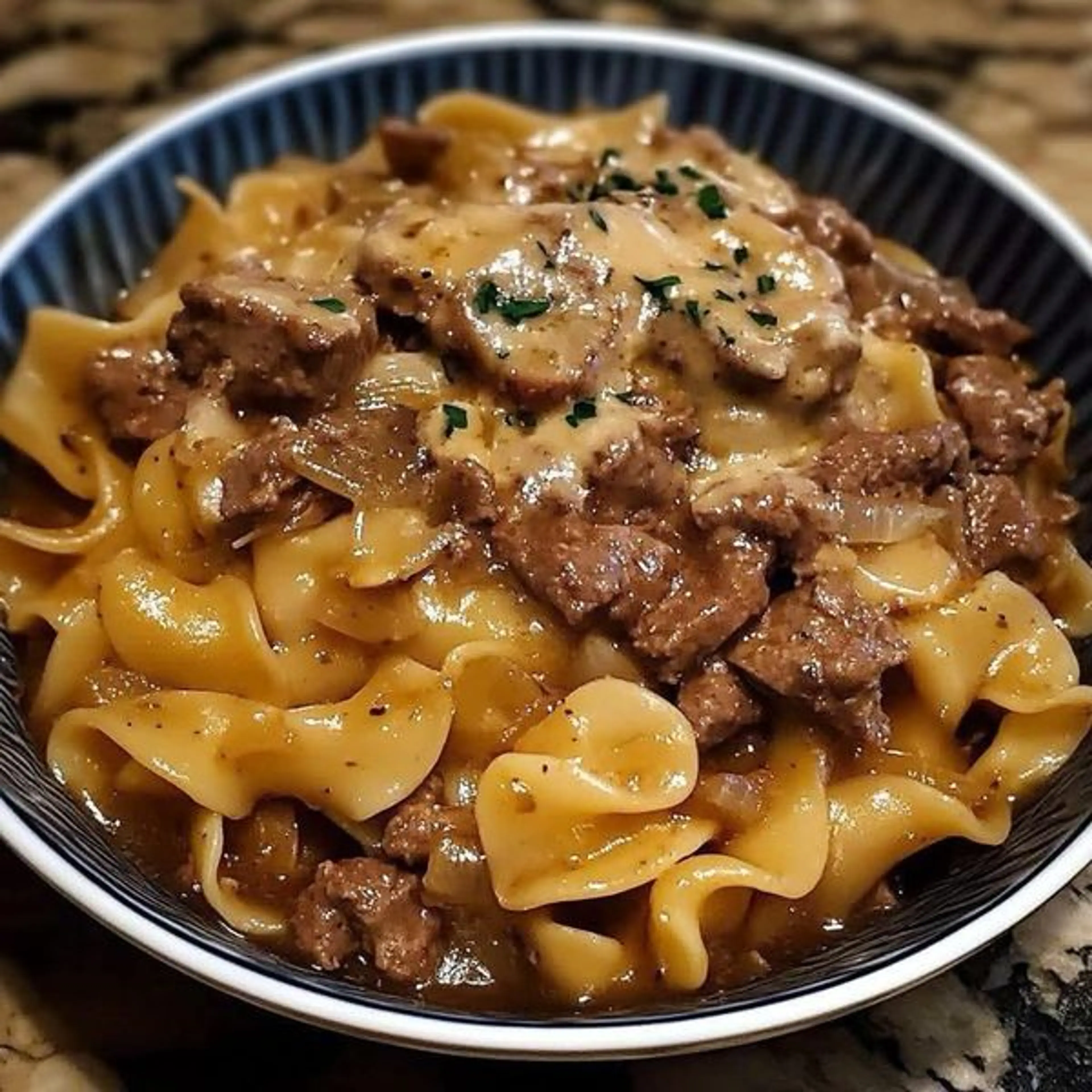 French Onion Beef and Noodles