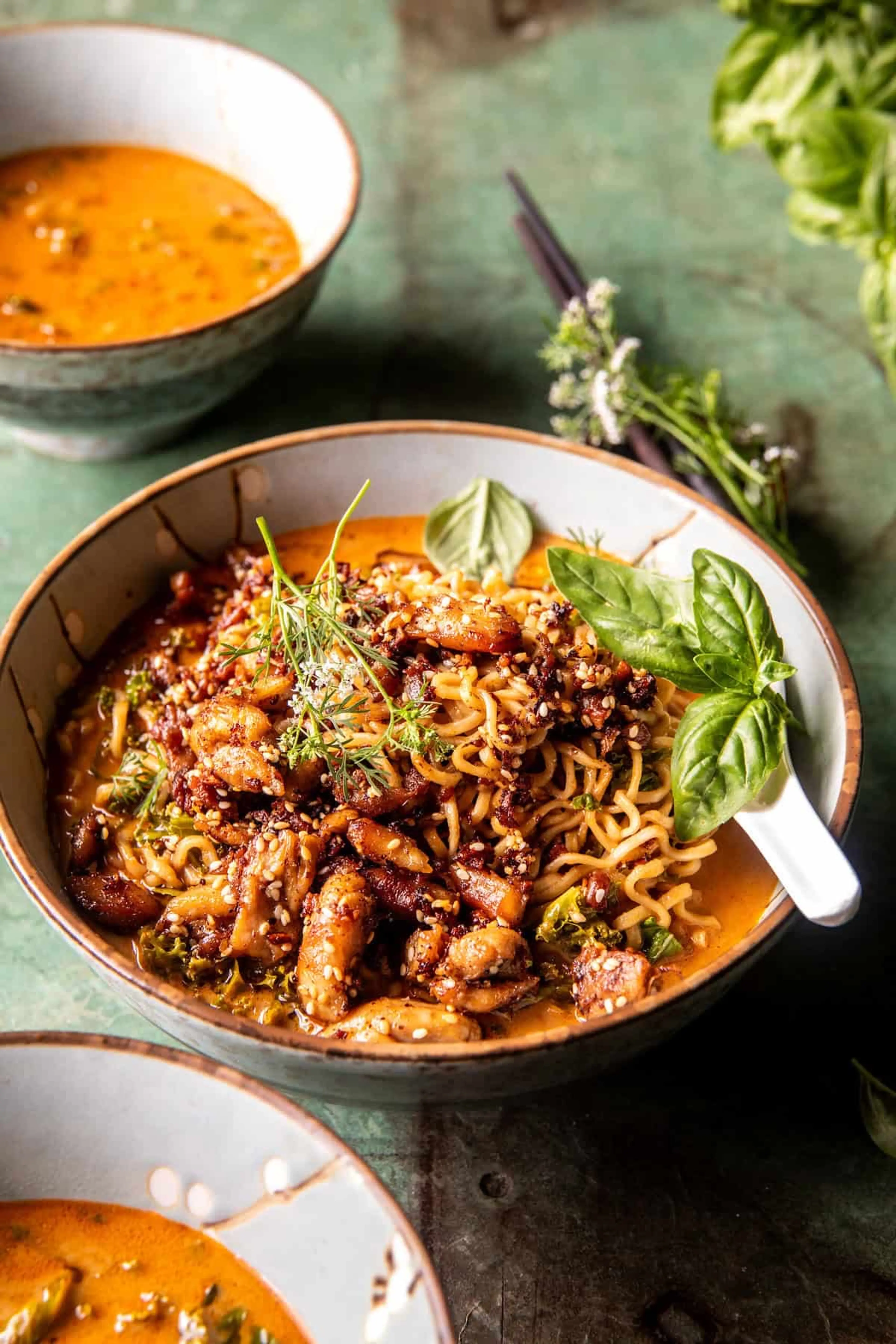 30 Minute Crispy Thai Peanut Chicken Ramen