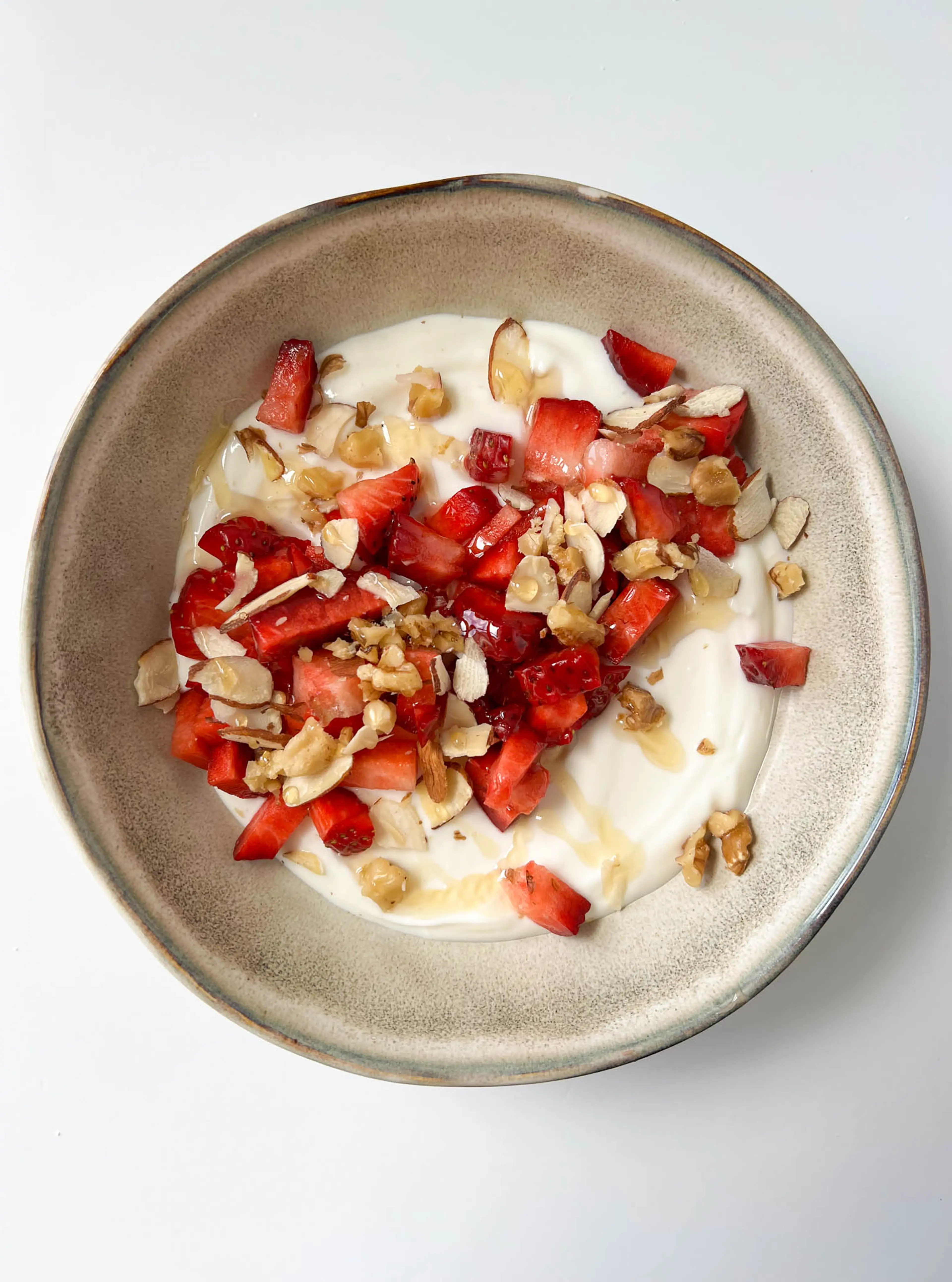 Strawberry and Nut Yogurt Bowl