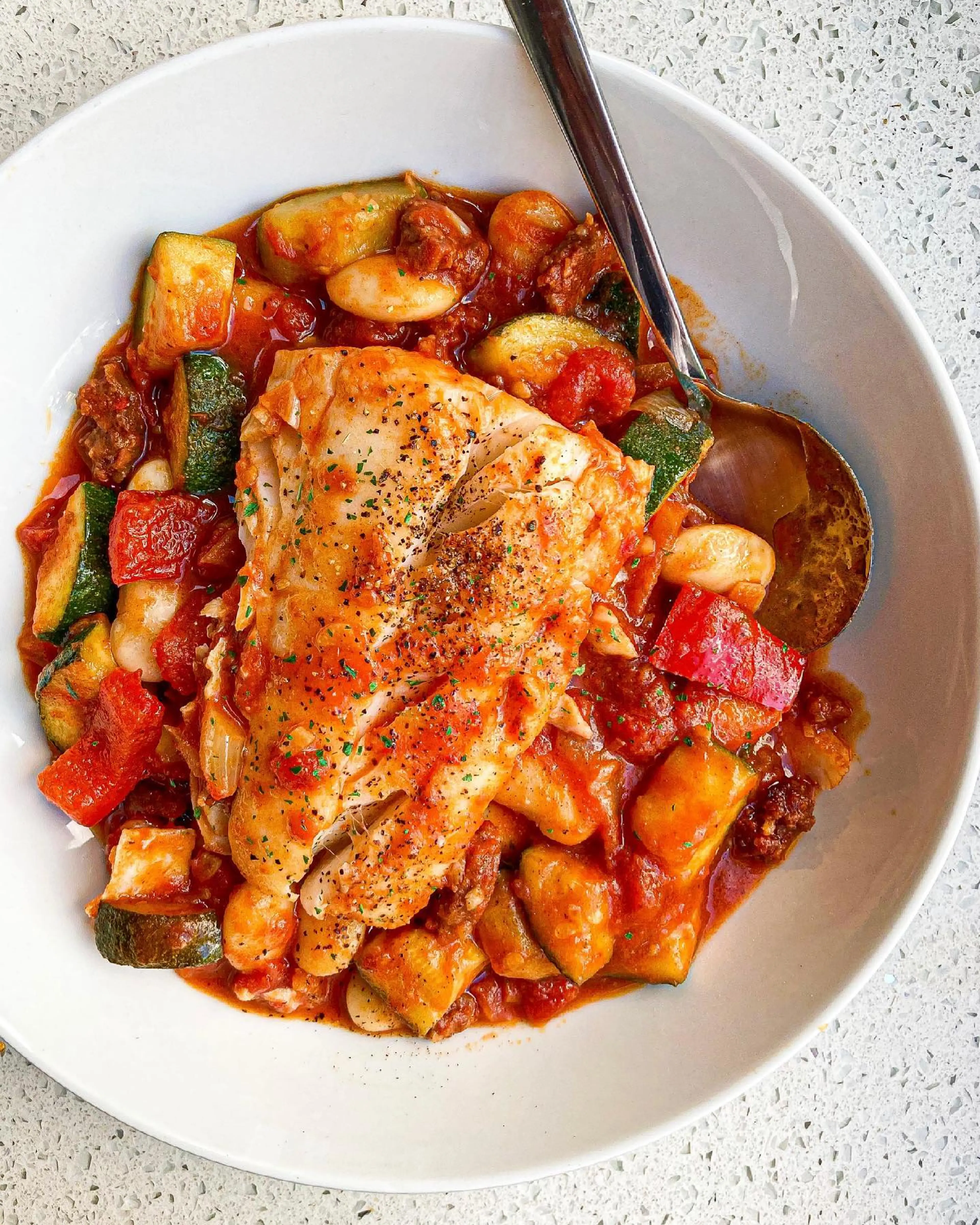 Mediterranean Cod, Chorizo & Butter Bean Stew