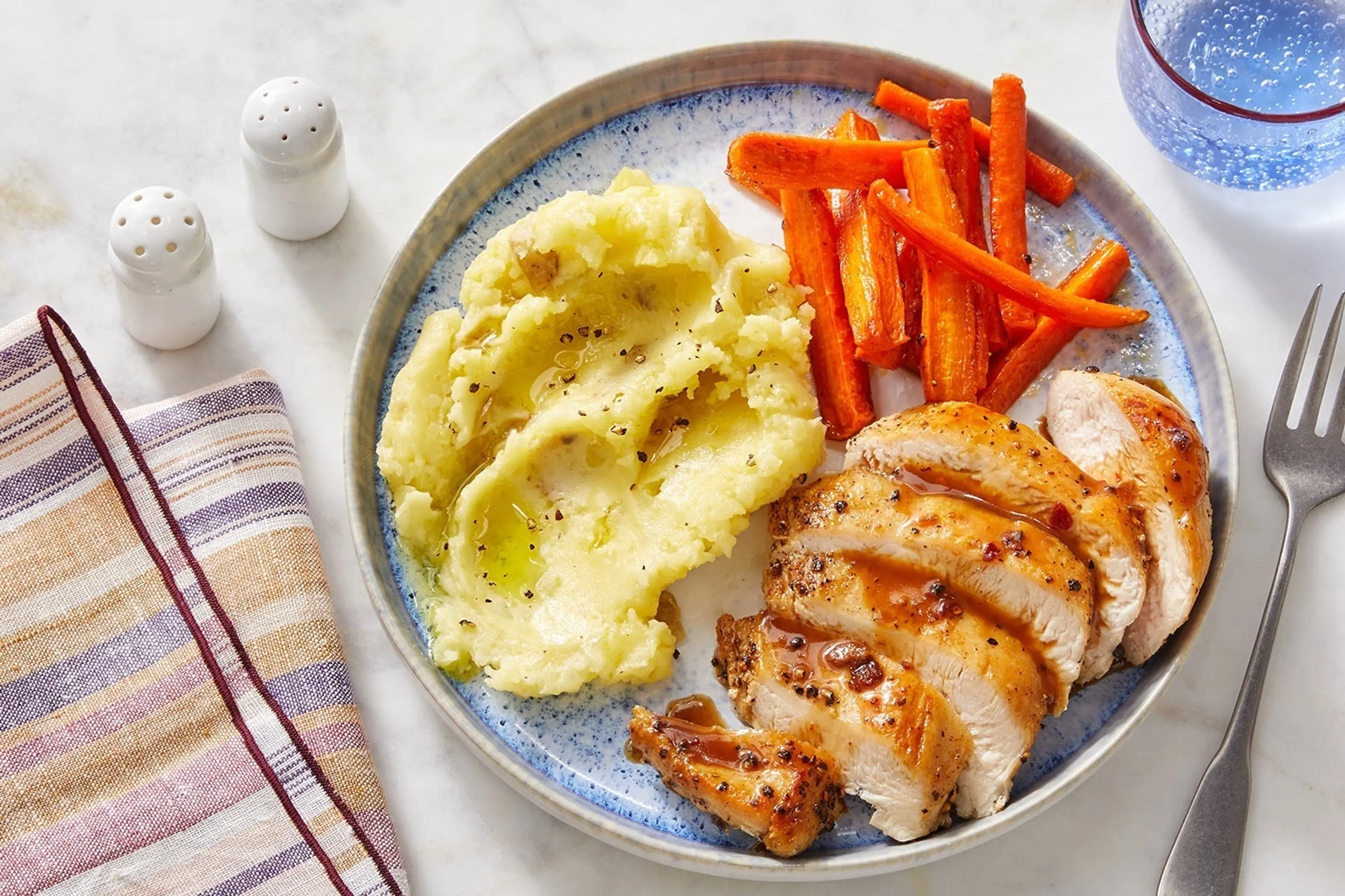 Seared Chicken & Sherry-Maple Pan Sauce with Mashed Potatoes