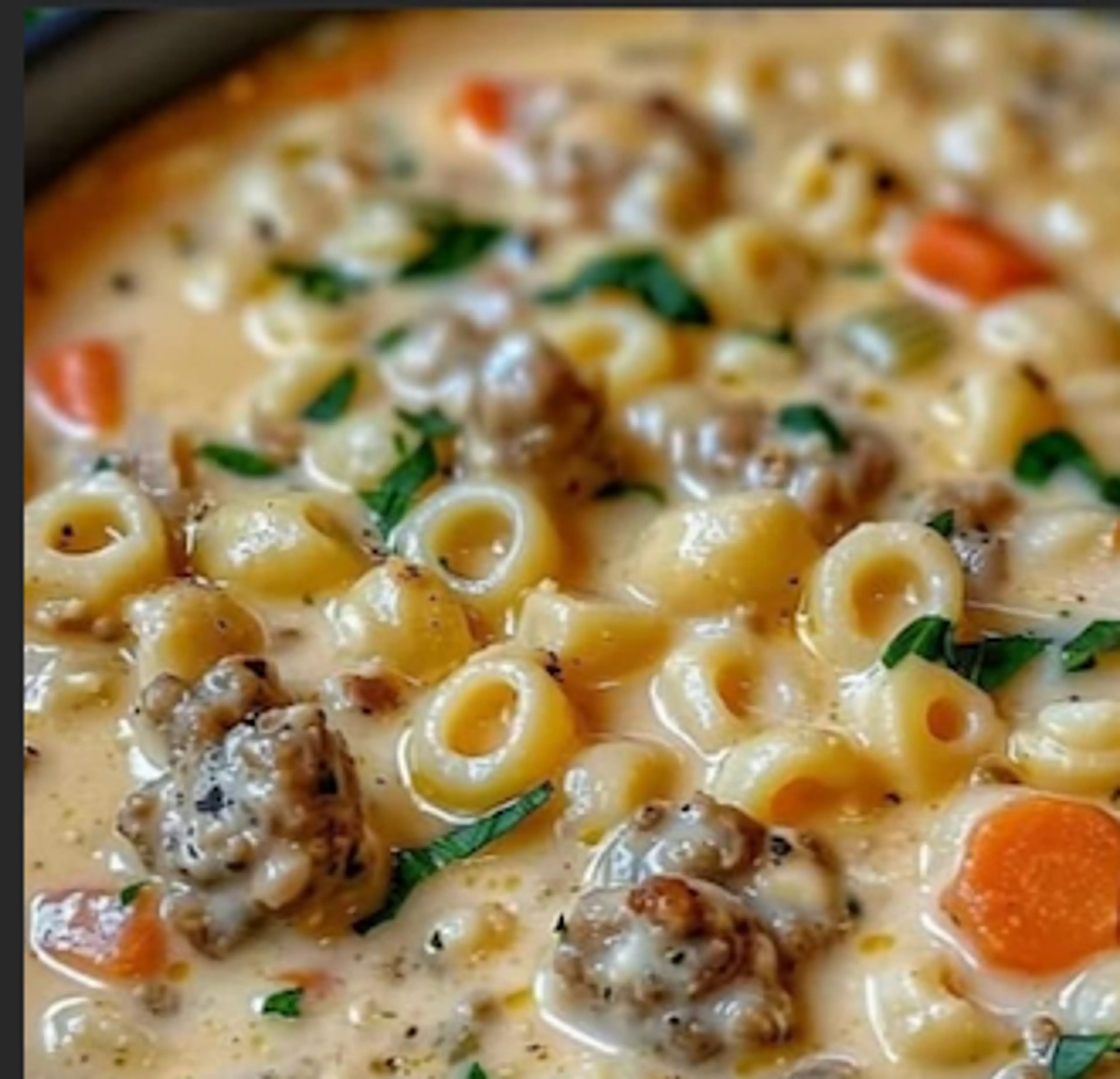 Creamy Parmesan Italian Sausage Ditalini Soup