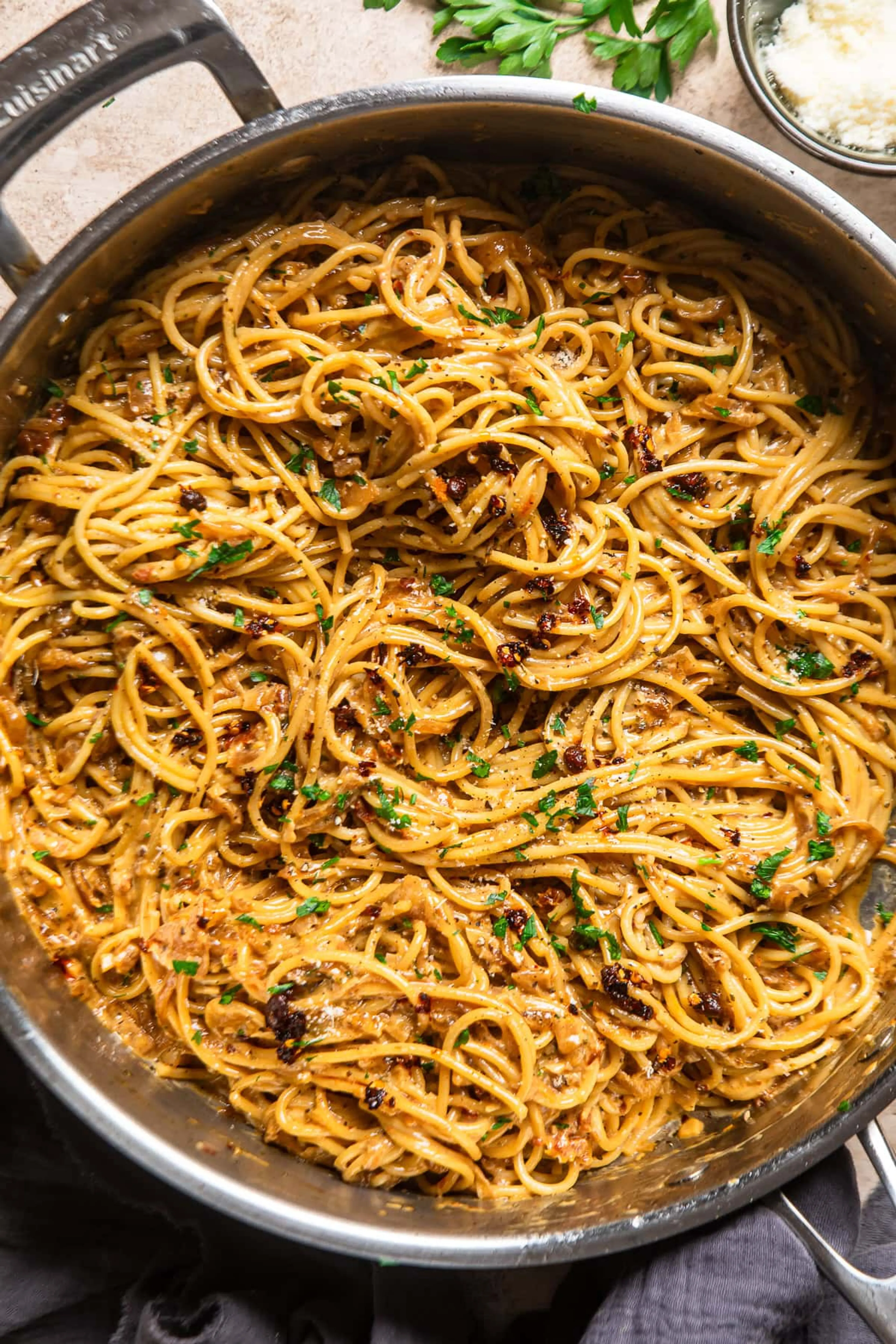 Viral Caramelized Onion and Chili Crunch Pasta