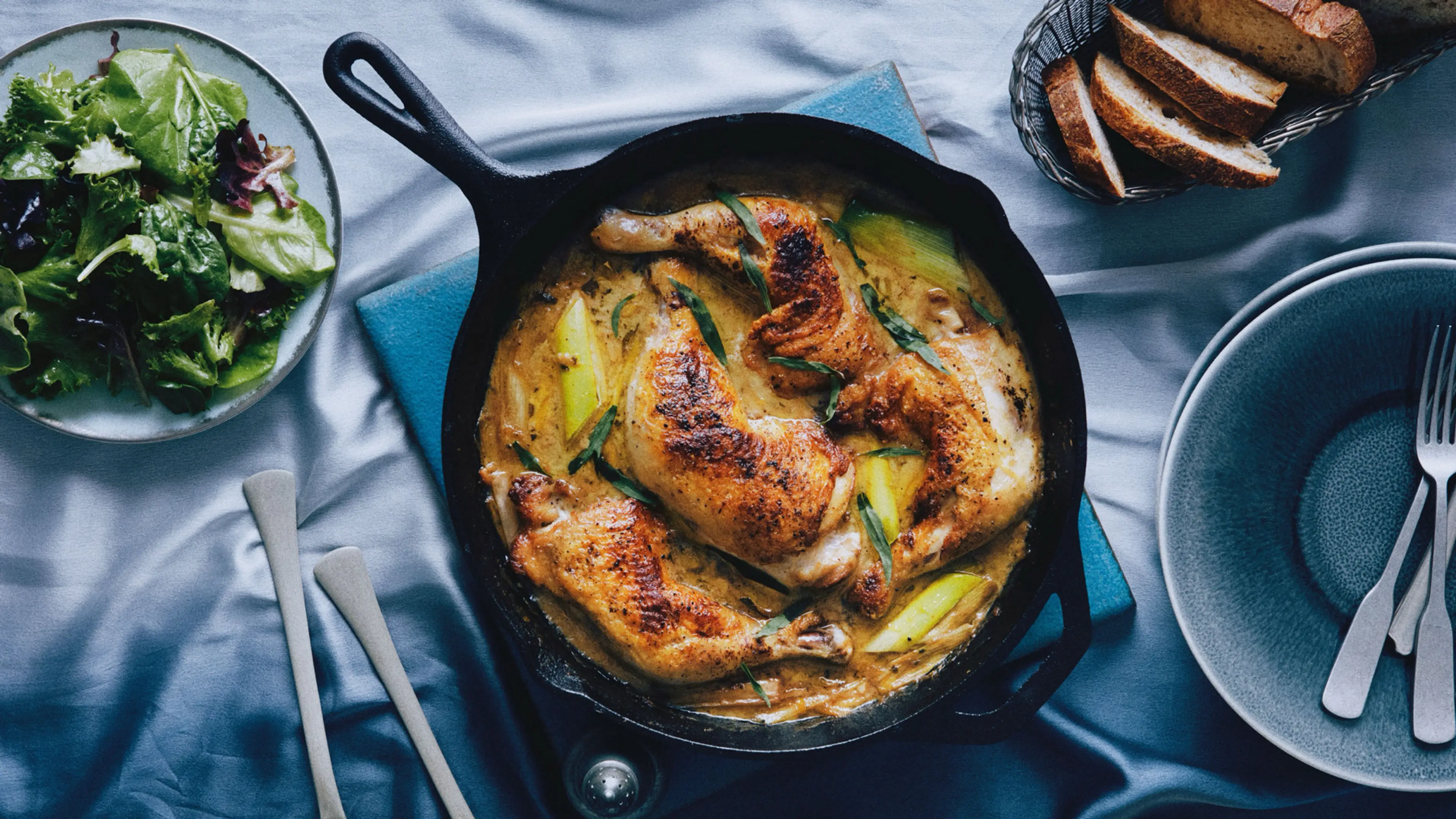 Creamy Cider-Braised Chicken and Leeks