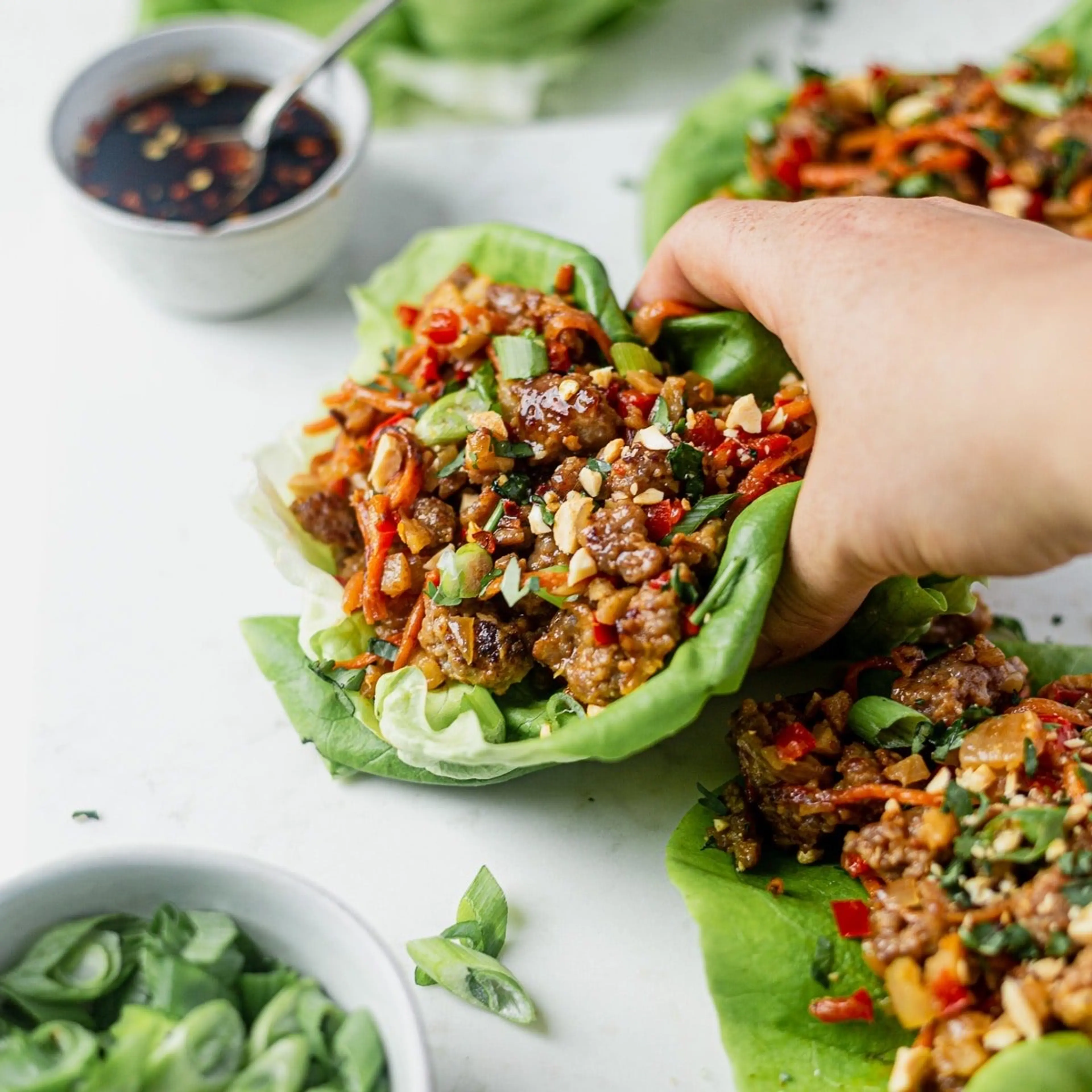 Sweet and Spicy Pork Lettuce Wraps