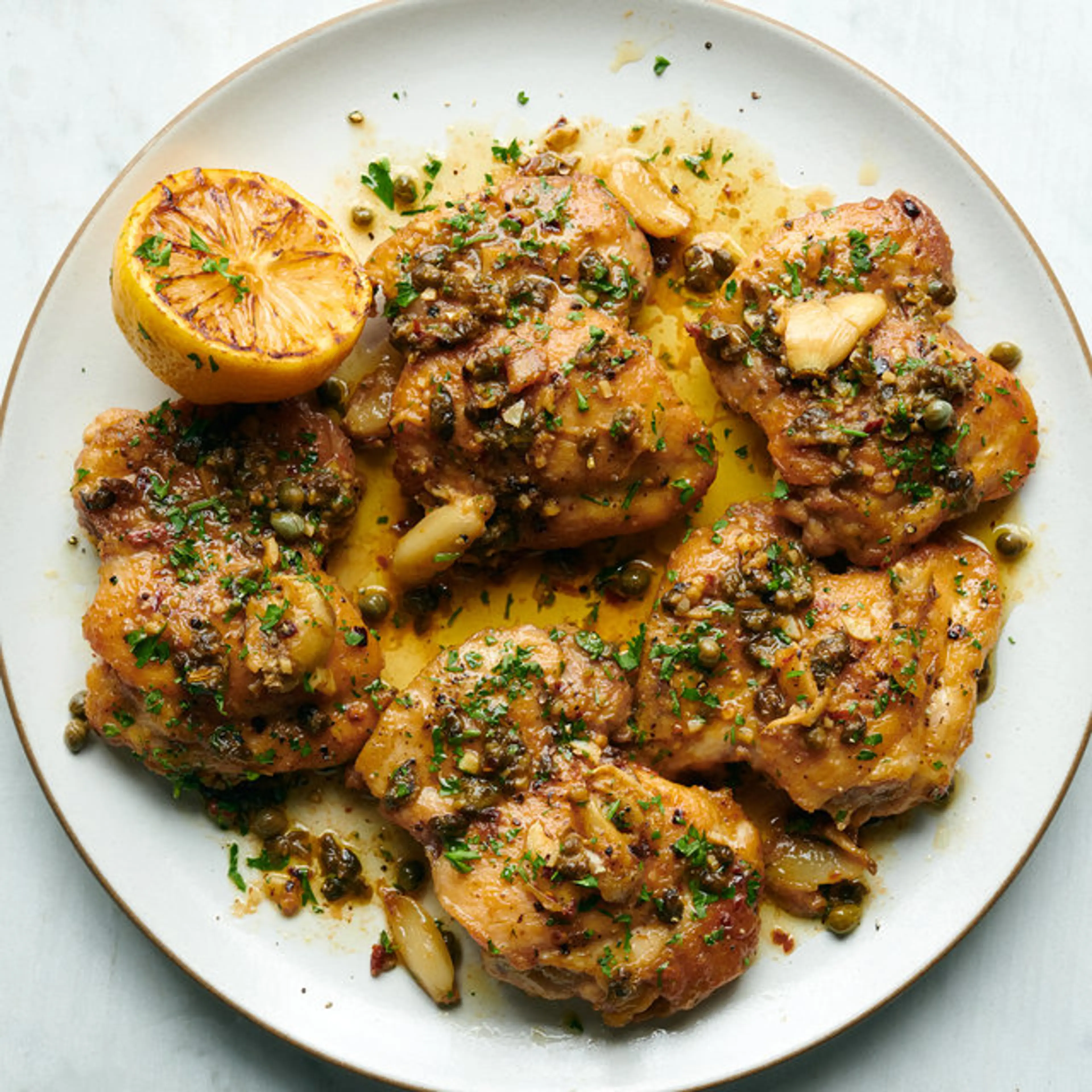 Garlicky Chicken With Lemon-Anchovy Sauce